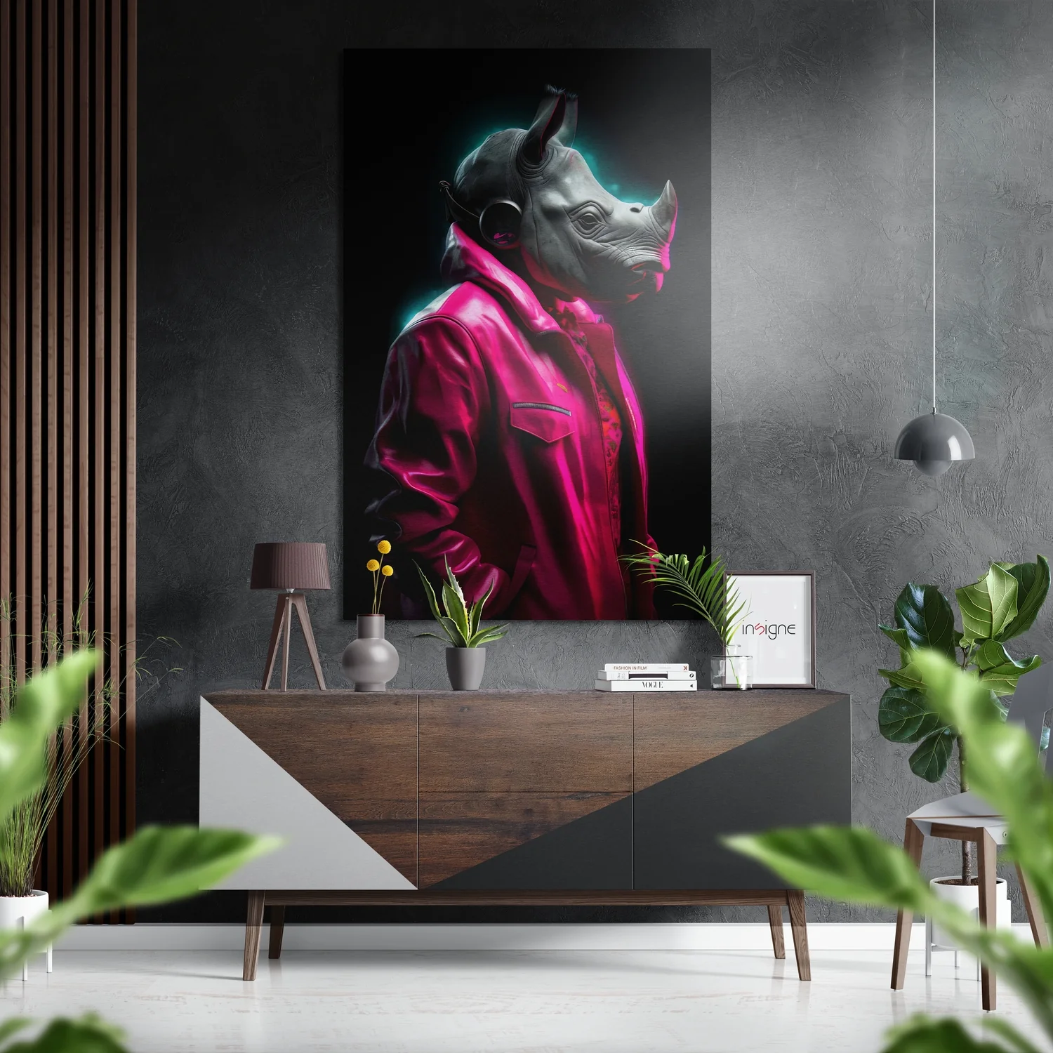 Fashionate Rhino Brushed Aluminum Dibond Wall Art
