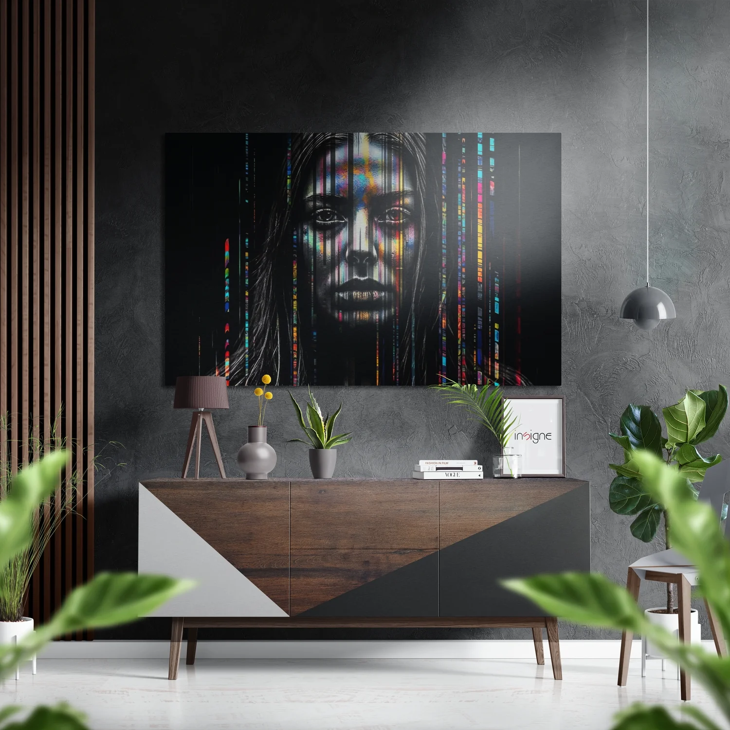 Woman in Lines Brushed Aluminum Dibond Wall Art
