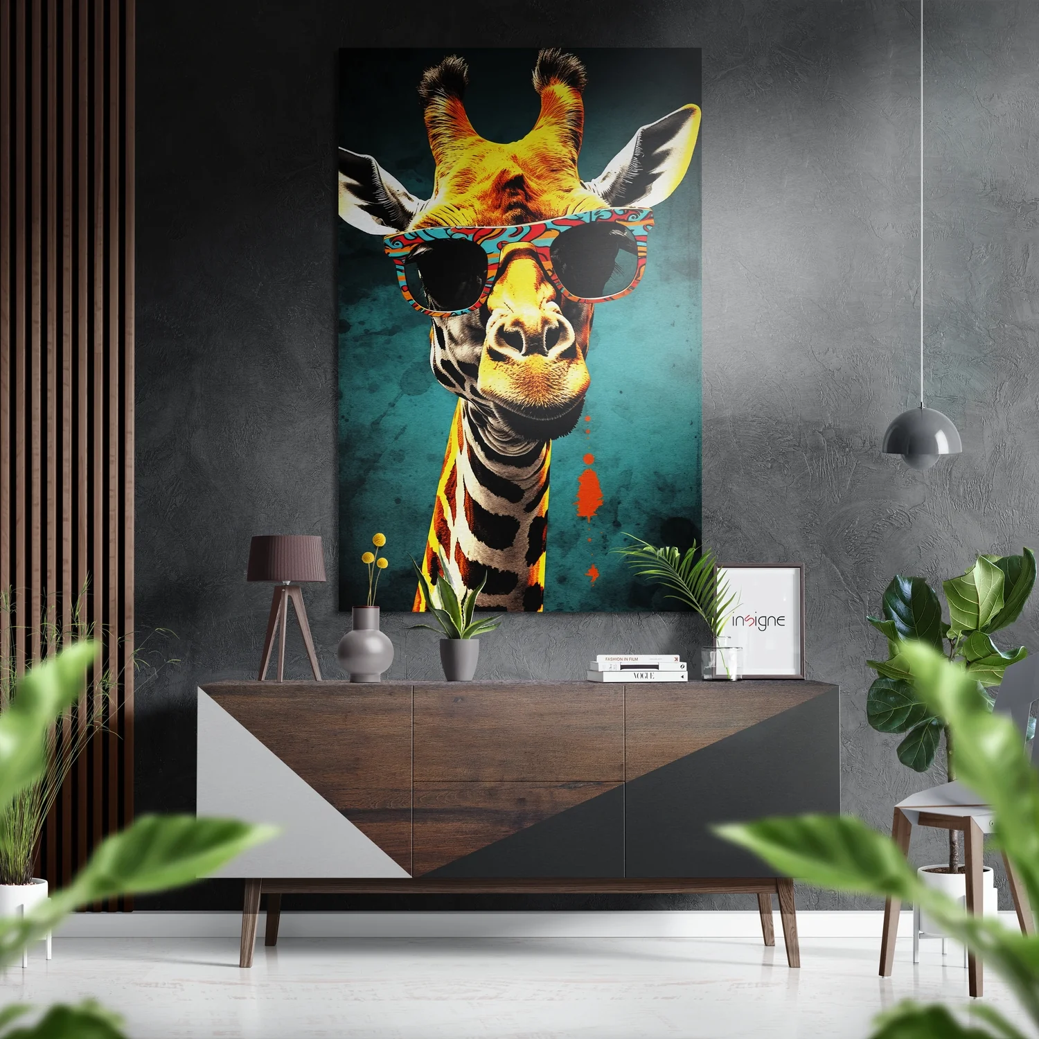 Happy Giraffe Brushed Aluminum Dibond Wall Art