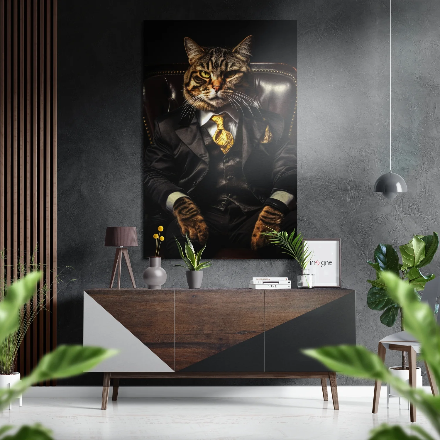 Cat Boss Brushed Aluminum Dibond Wall Art