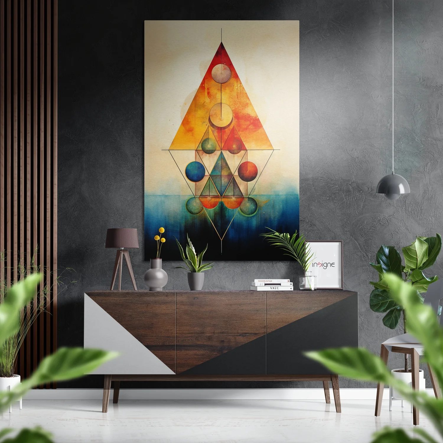 Triangles Brushed Aluminum Dibond Wall Art
