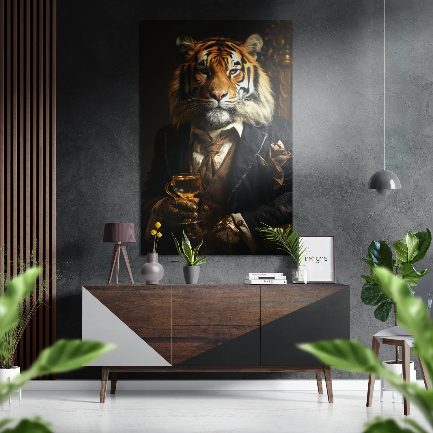 Tiger as a Gentleman Brushed Aluminum Dibond Wall Art