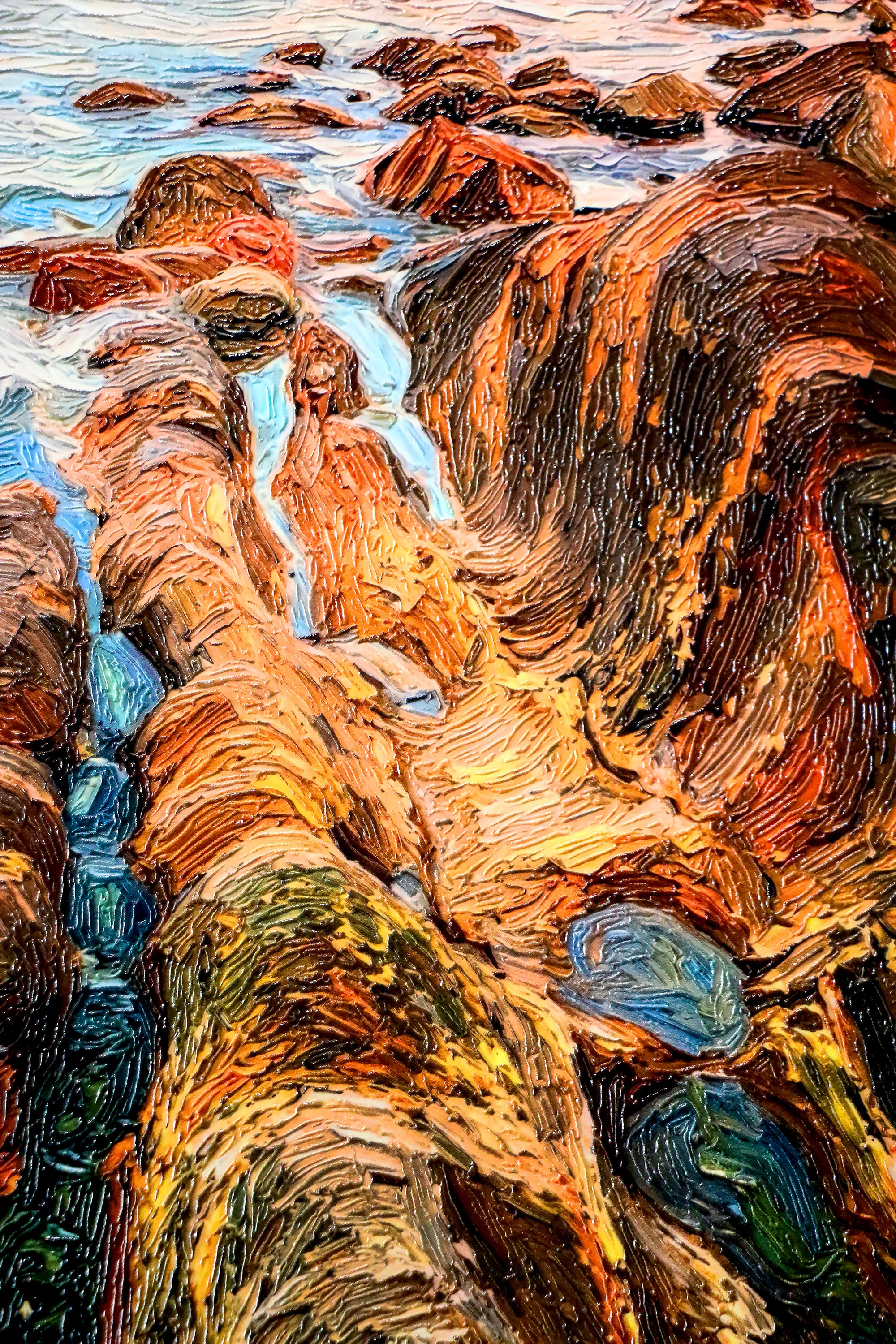 Amber Coastline Reverie — 3D Haptic Embossed High-Gloss Luxury Wall Art - Image 4