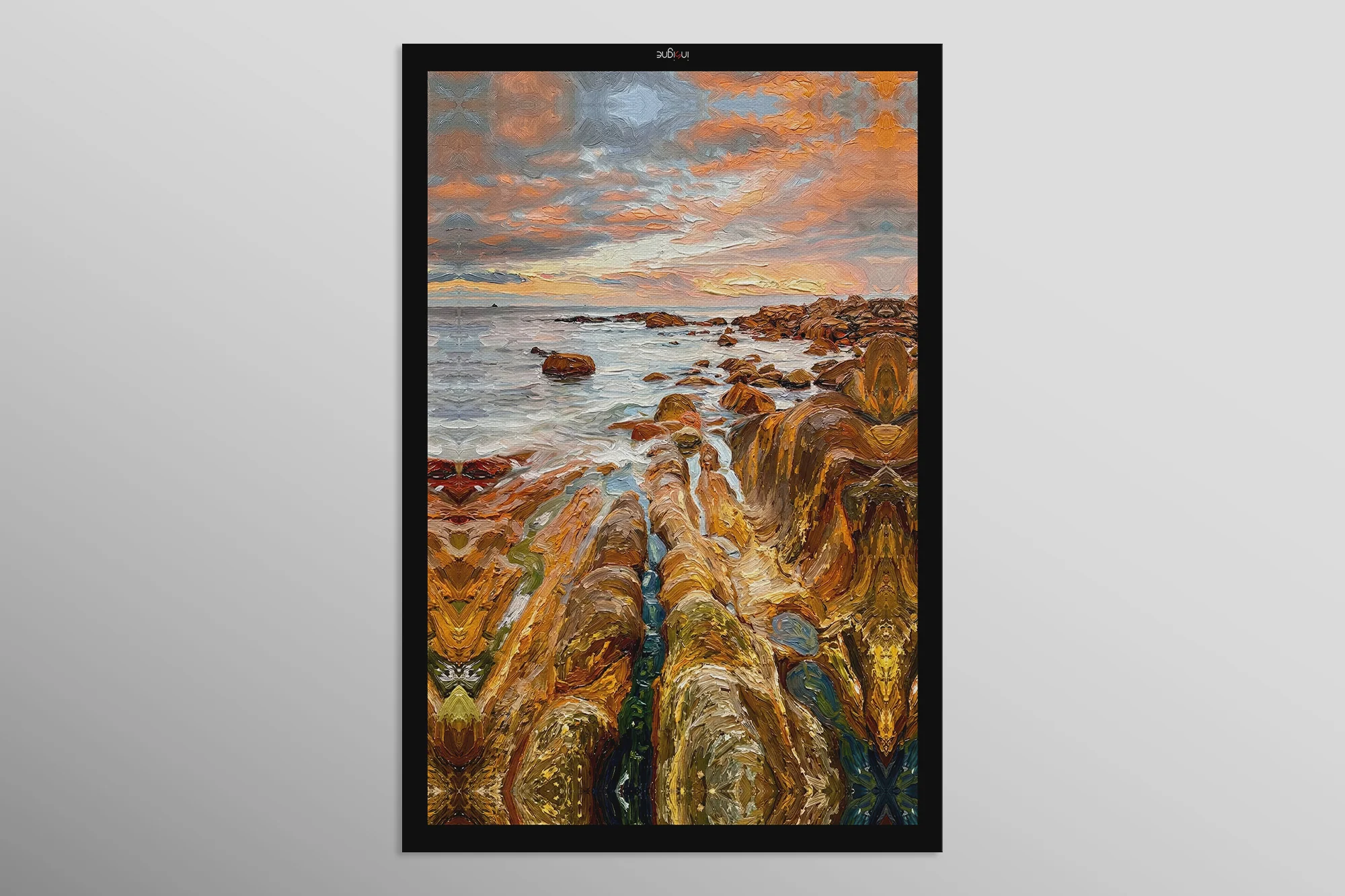 Amber Coastline Reverie — 3D Haptic Embossed High-Gloss Luxury Wall Art - Image 9