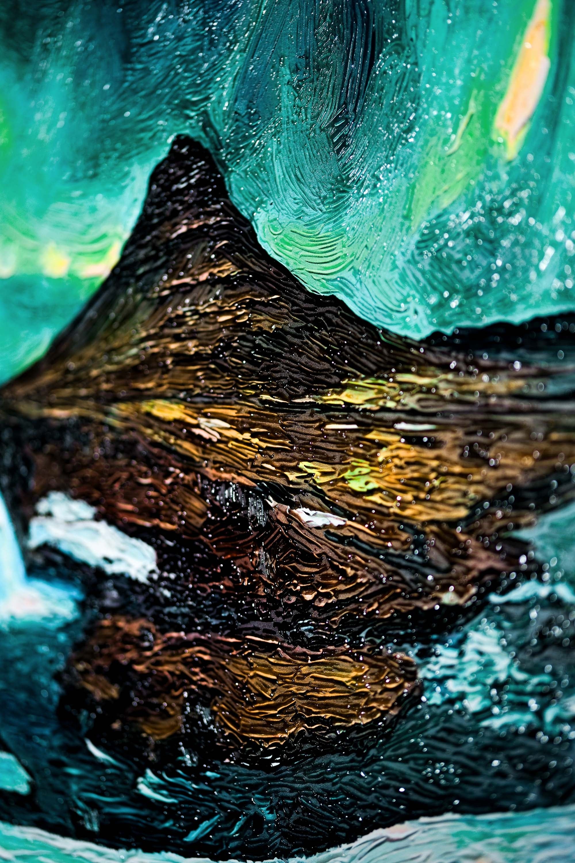 Arctic Aurora Cascade – 3D Haptic Embossed High-Gloss Luxury Wall Art - Image 2