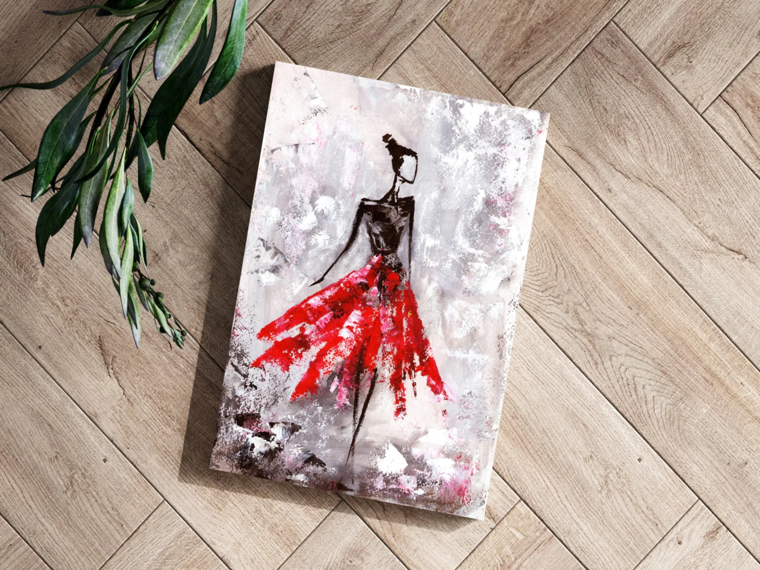 Lady in Red Dress Aluminum Print - Image 3