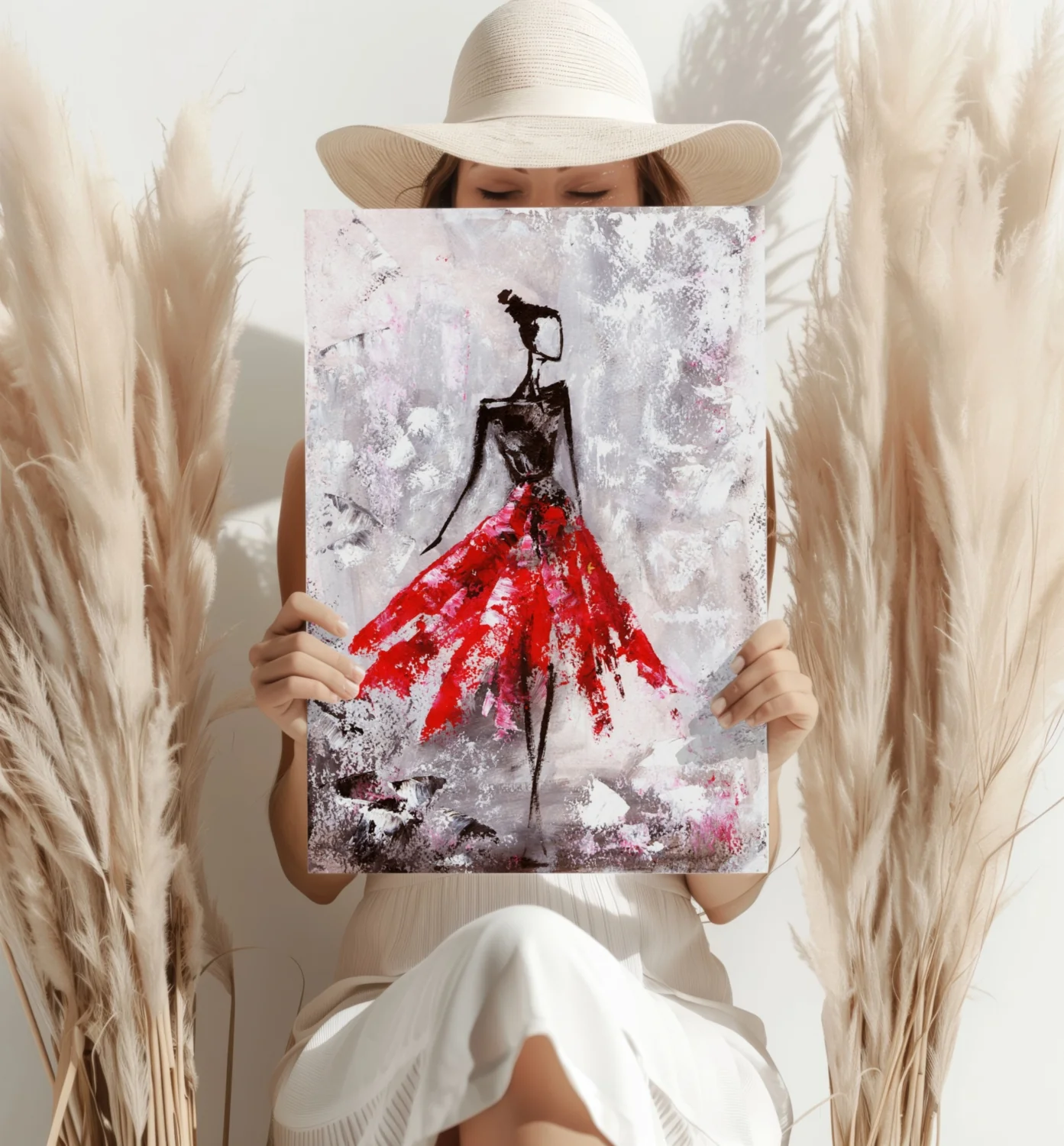 Lady in Red Dress Aluminum Print - Image 4