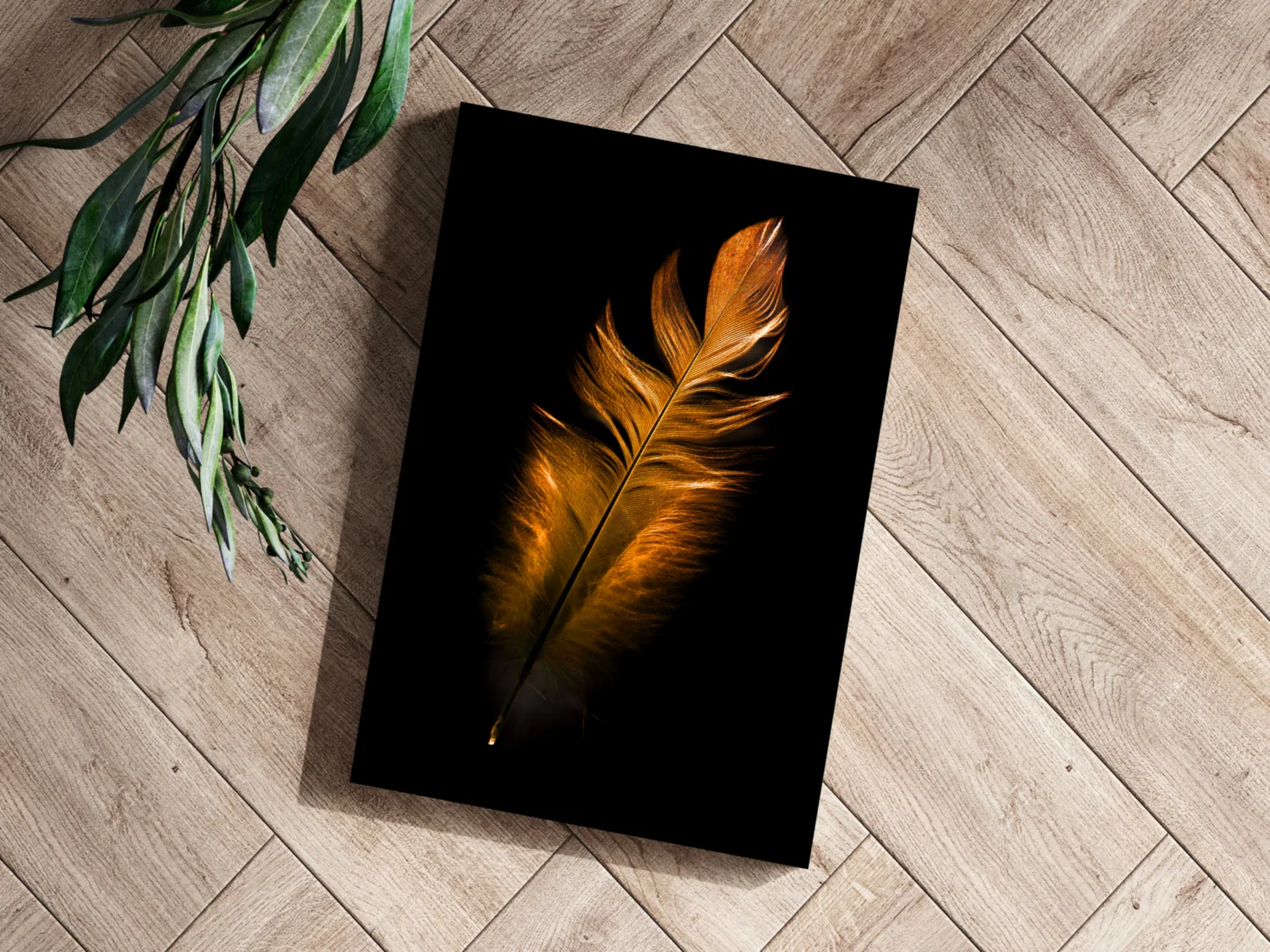 Bronze Feather Aluminum Print - Image 3