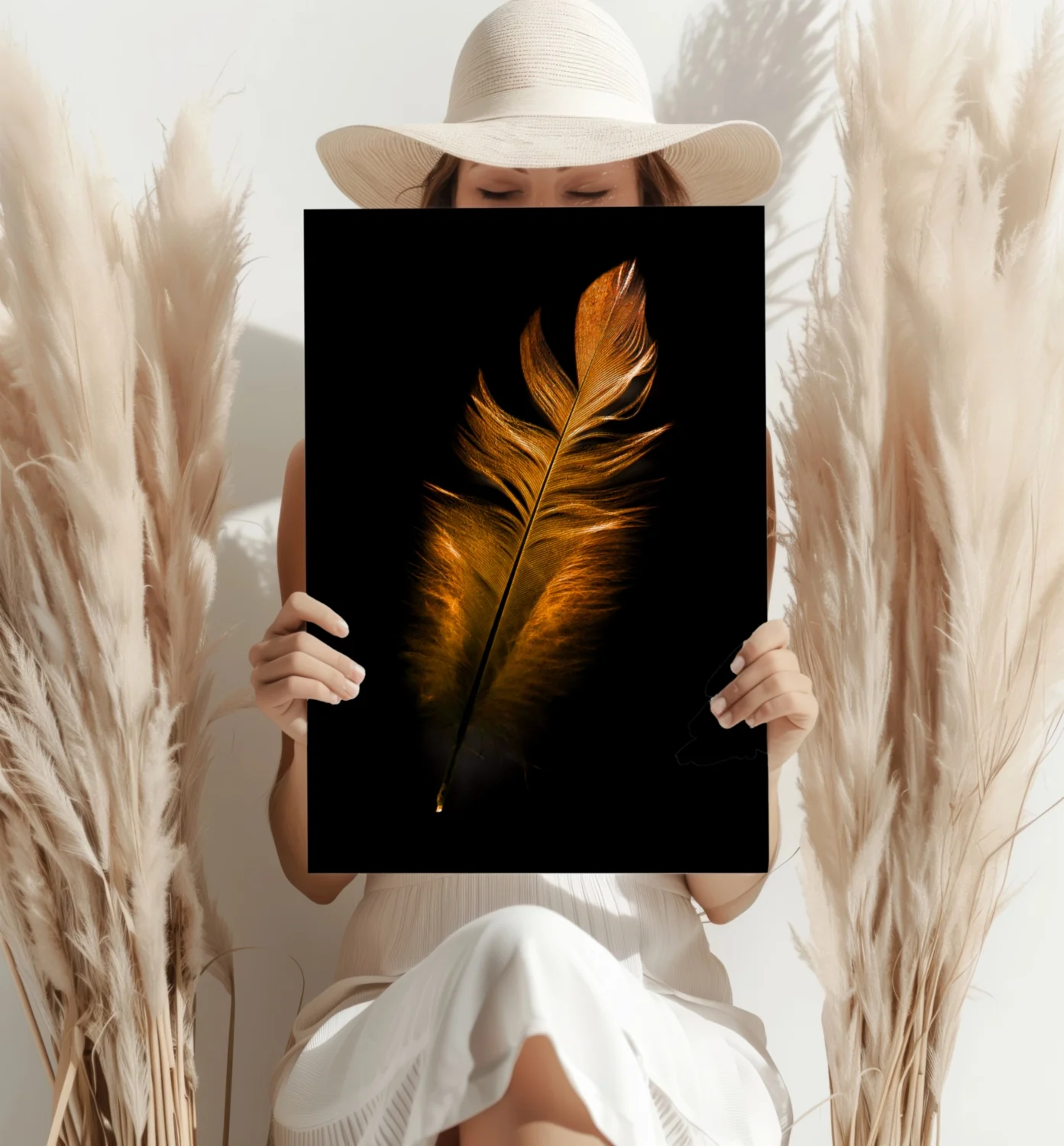Bronze Feather Aluminum Print - Image 4