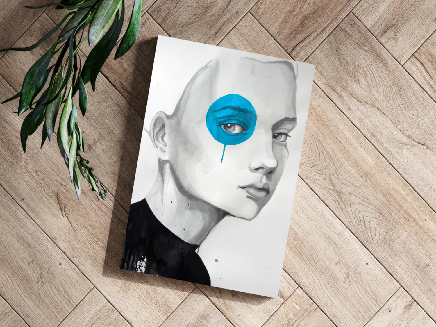 Girl With Blue Aluminum Print - Image 3