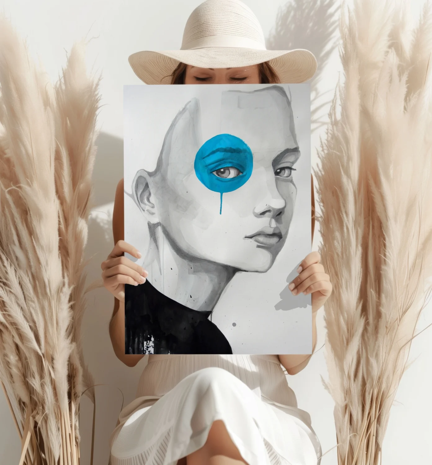 Girl With Blue Aluminum Print - Image 4