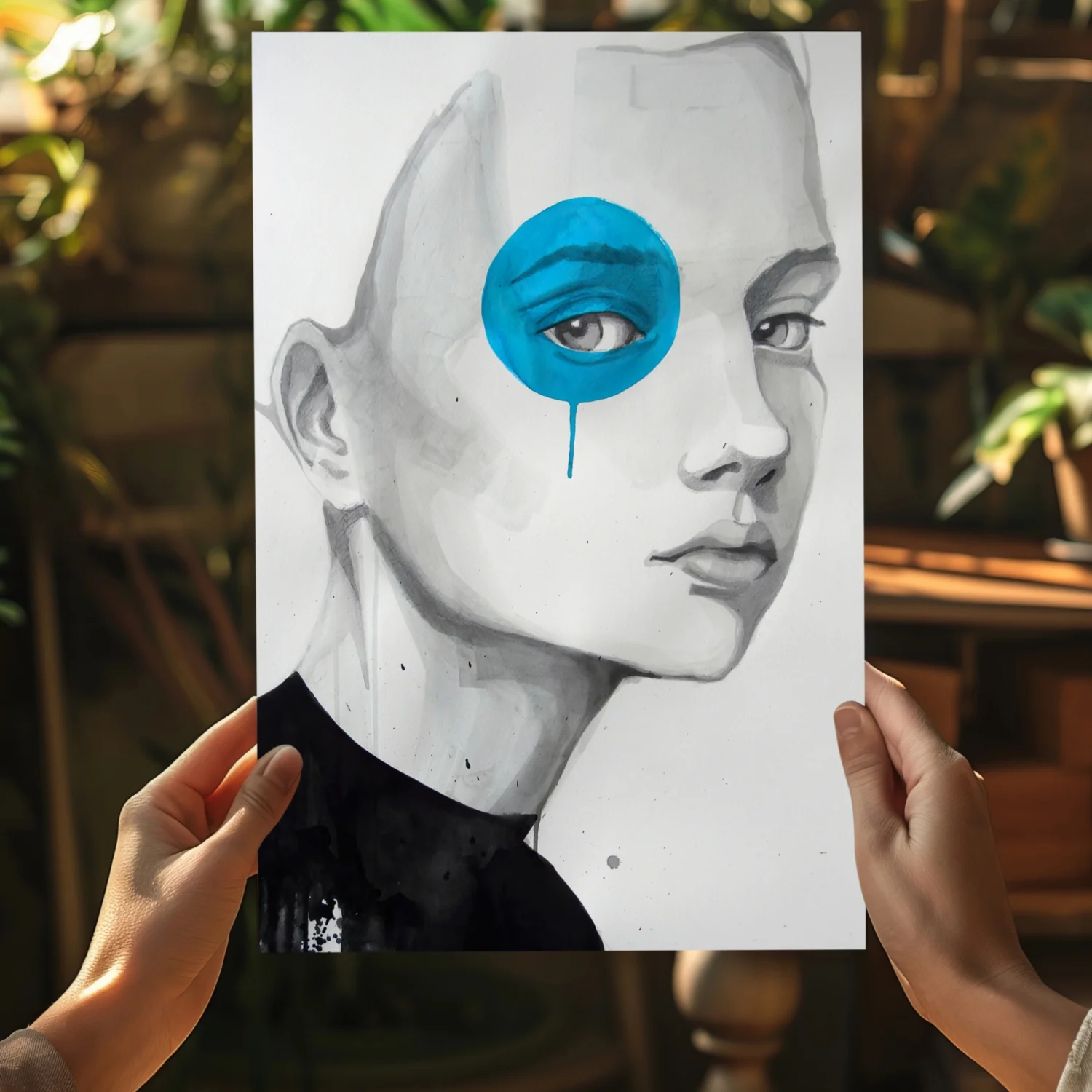 Girl With Blue Aluminum Print - Image 5