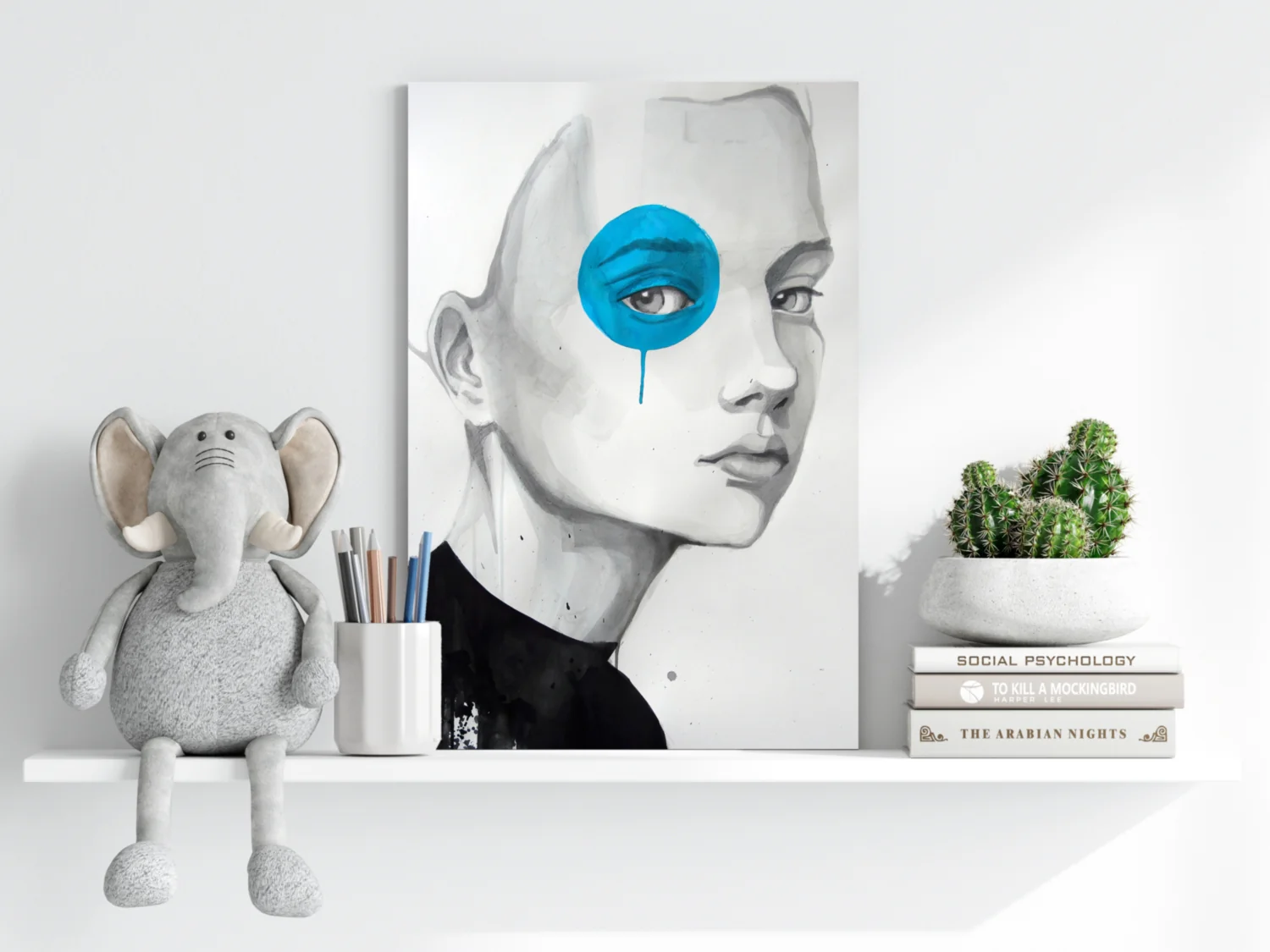 Girl With Blue Aluminum Print - Image 6
