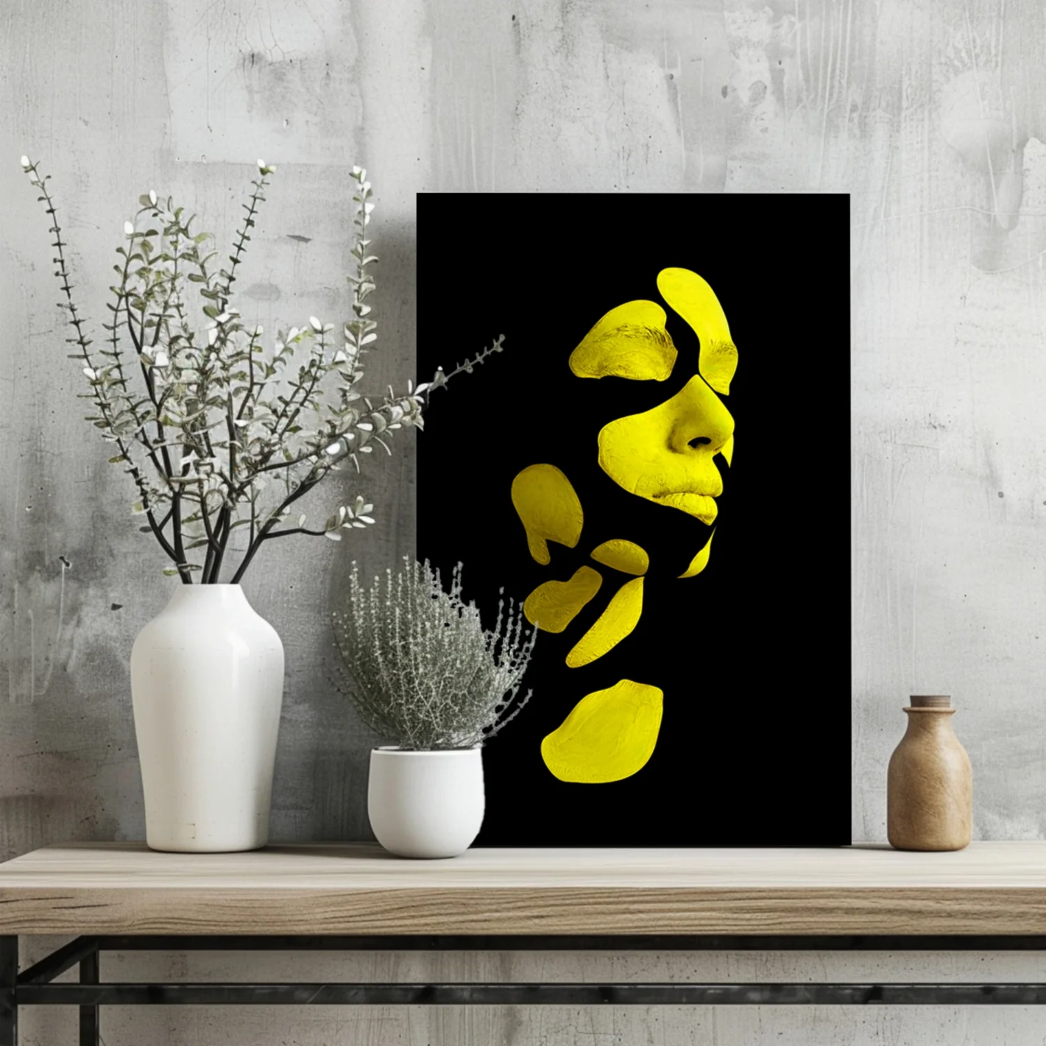 Woman in Style Yellow Aluminum Print - Image 2
