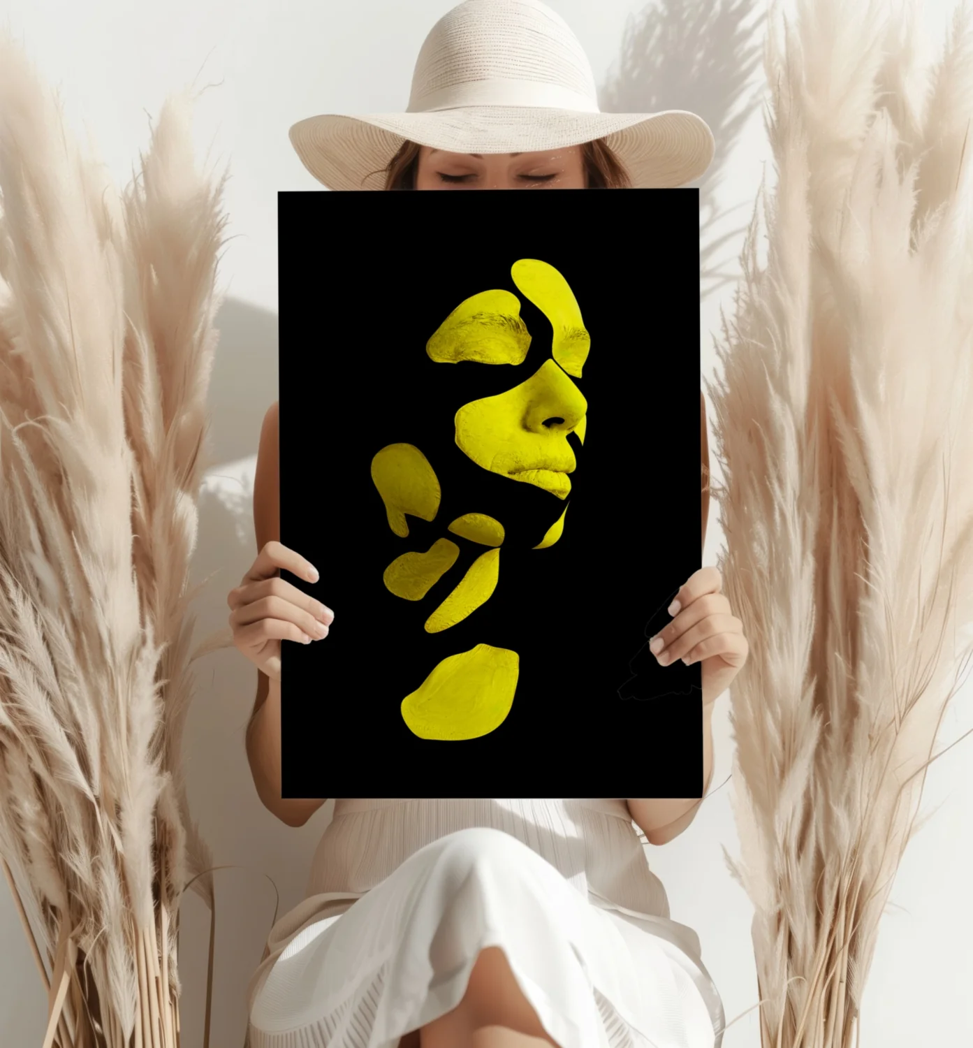 Woman in Style Yellow Aluminum Print - Image 4