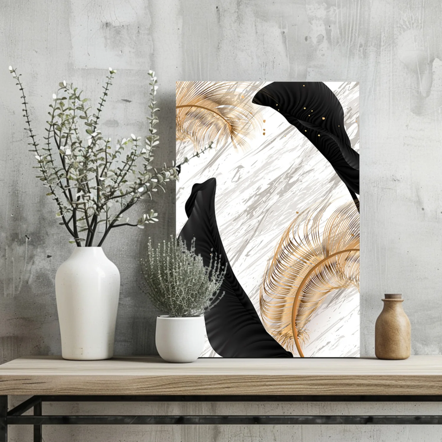 Modern Art Leaves V1 Aluminum Print - Image 2