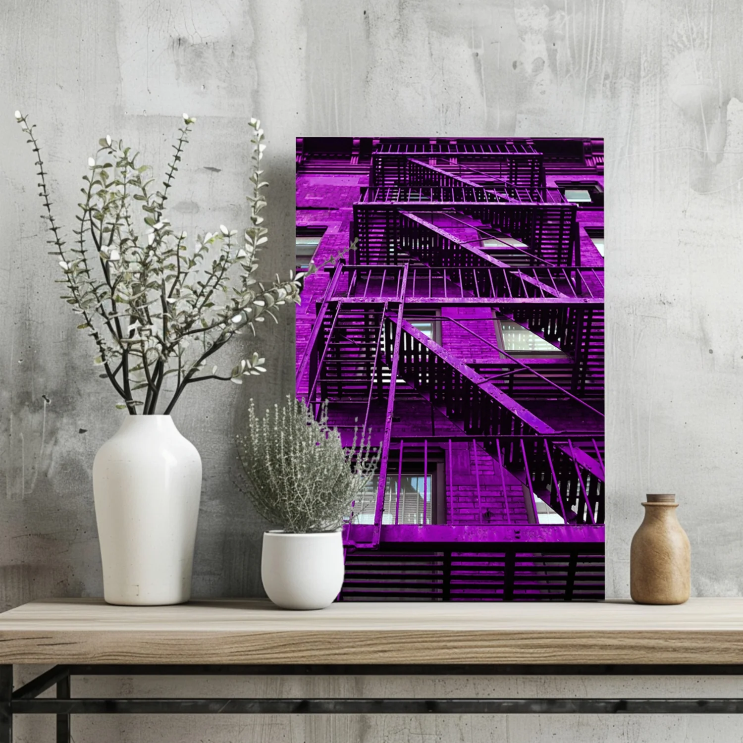 Stairs Purple Aluminum Print - Image 2