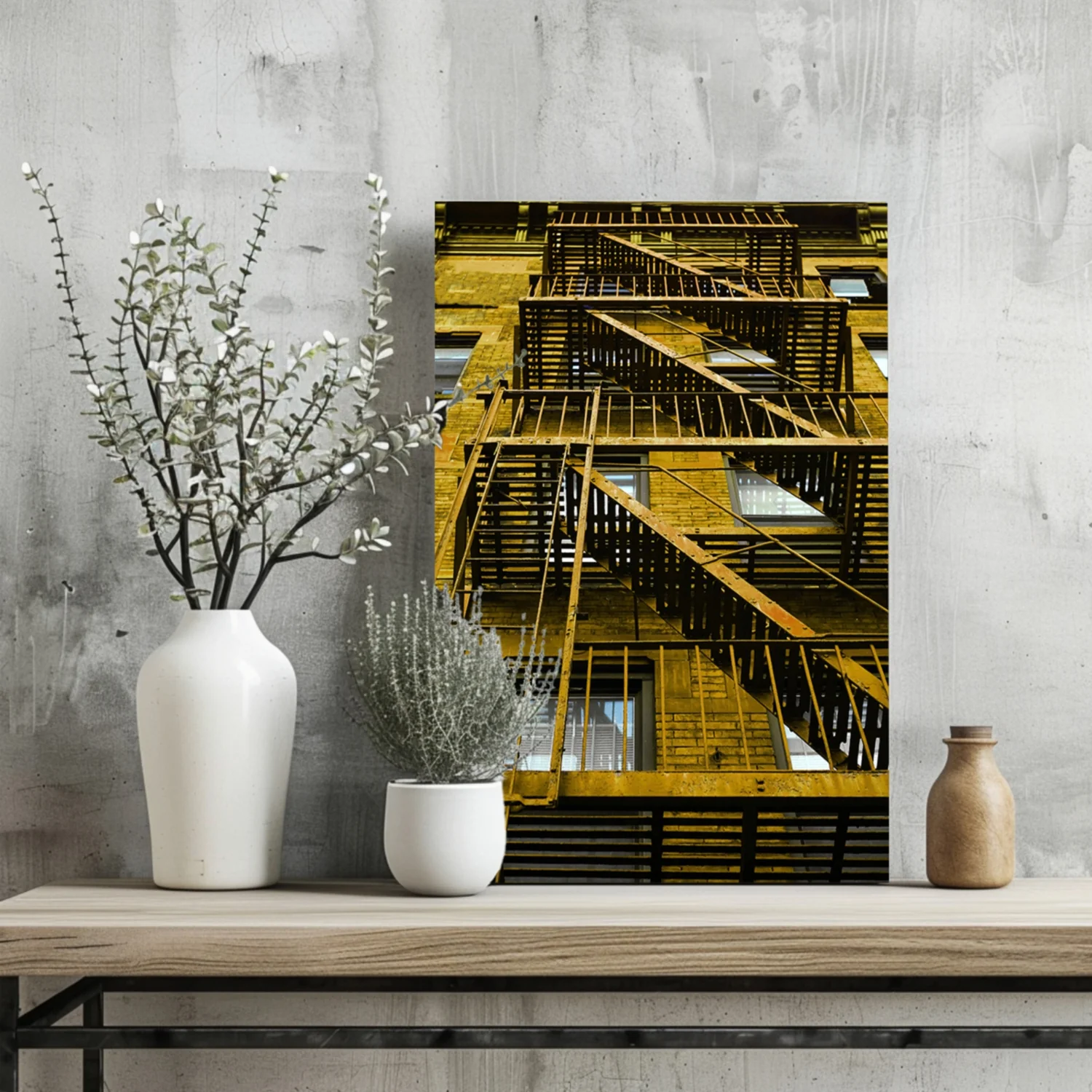 Stairs Yellow Aluminum Print - Image 2