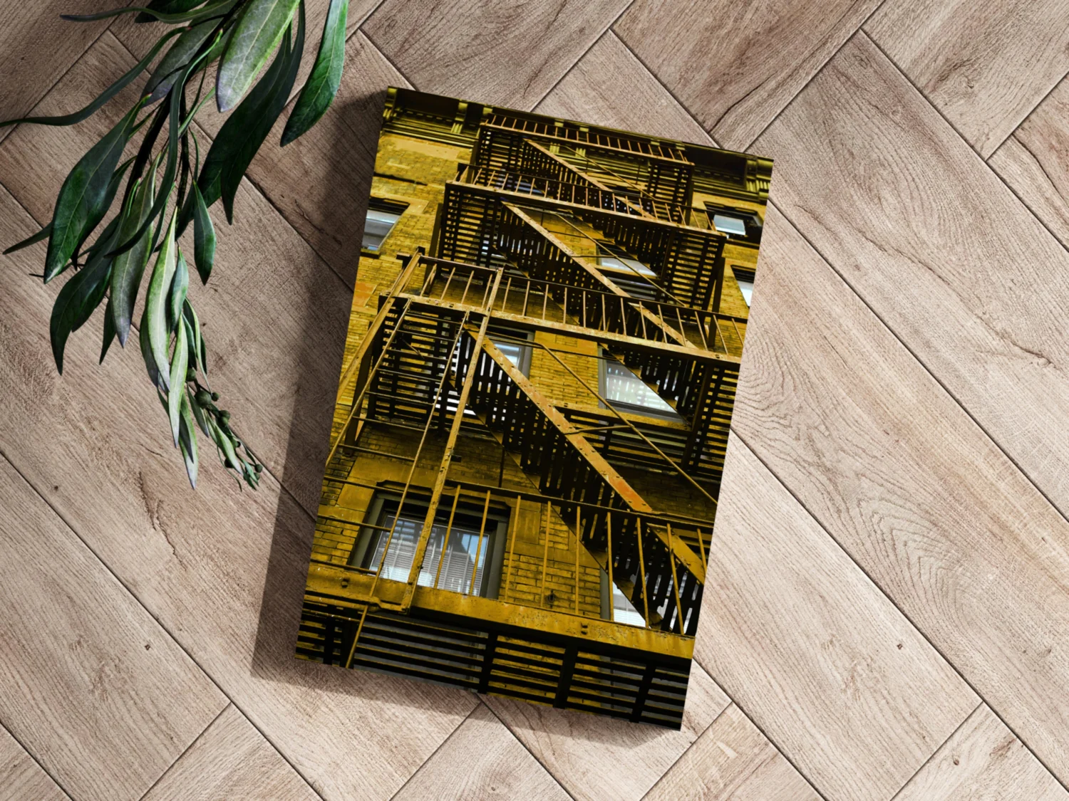 Stairs Yellow Aluminum Print - Image 3