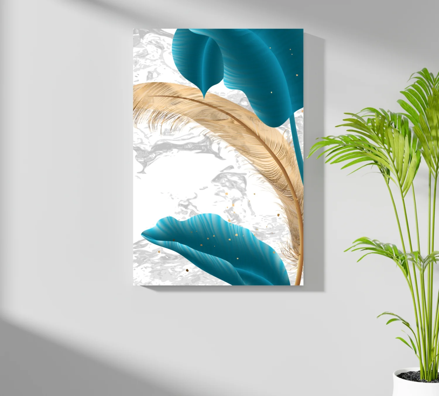 Teal Leaves Aluminum Print - Image 7