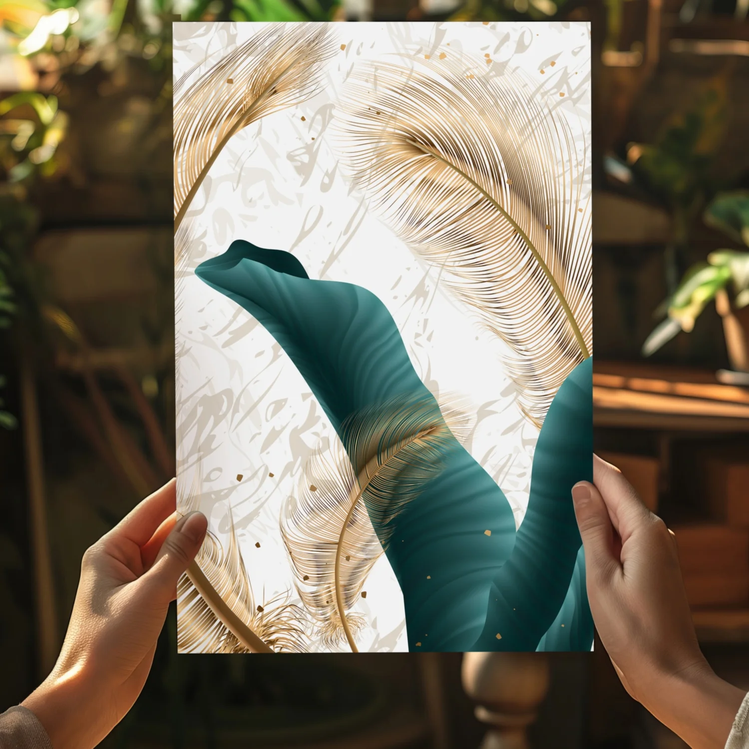 Emerald Leaves Aluminum Print - Image 5
