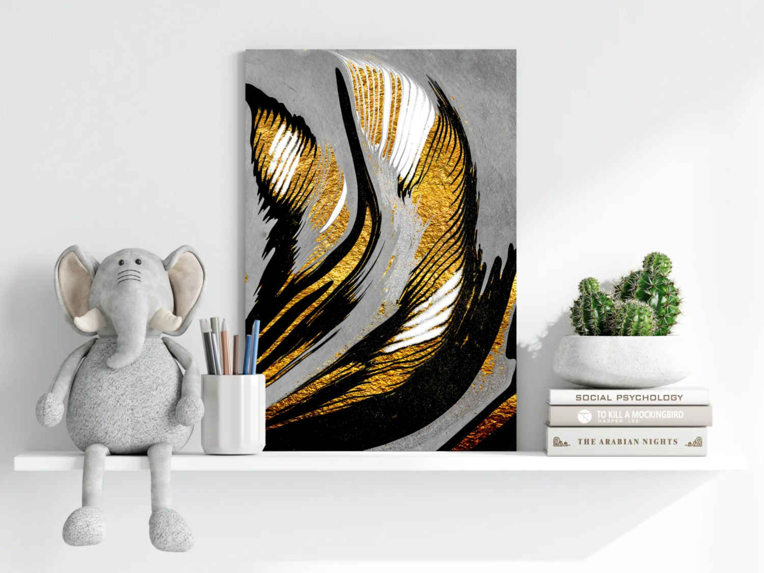 Gold-Gray Lines Aluminum Print - Image 6