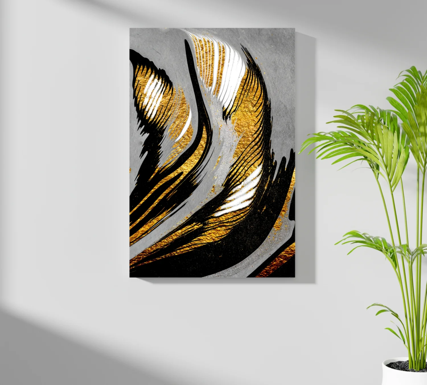 Gold-Gray Lines Aluminum Print - Image 7