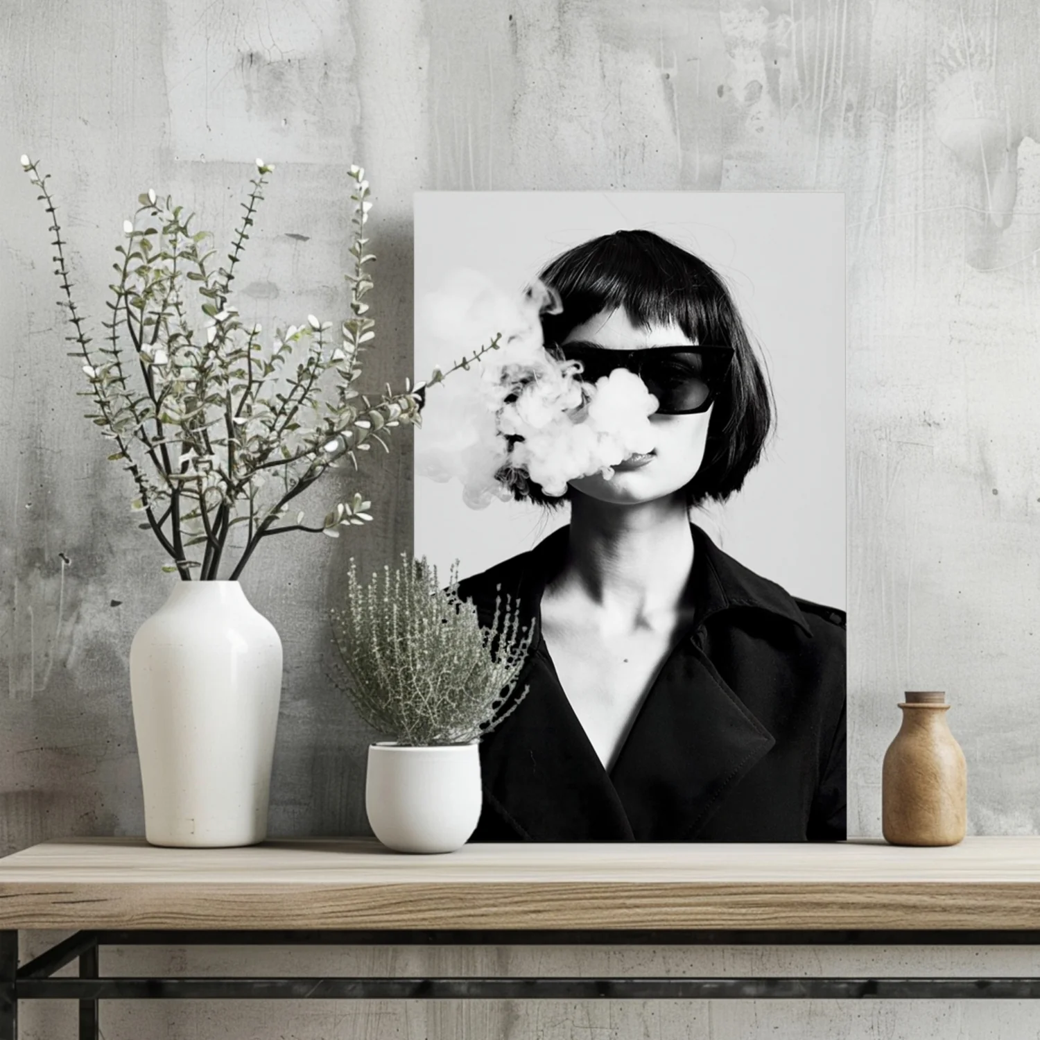 Woman in Smoke Aluminum Print - Image 2
