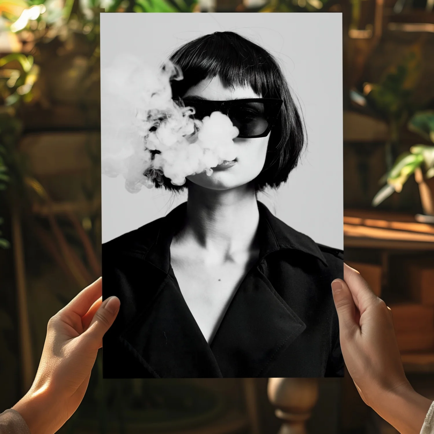 Woman in Smoke Aluminum Print - Image 5
