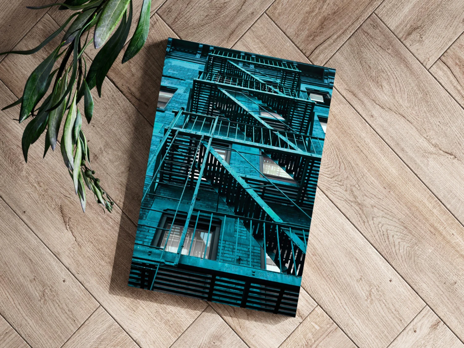 Stairs Teal Aluminum Print - Image 3