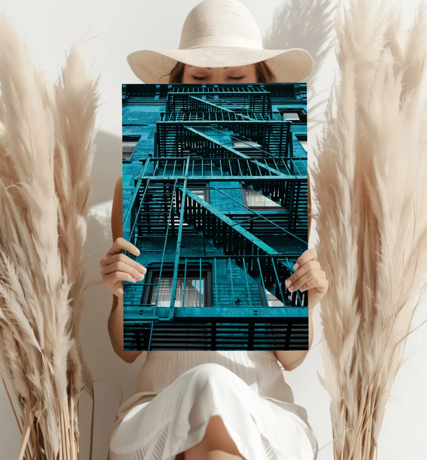 Stairs Teal Aluminum Print - Image 4