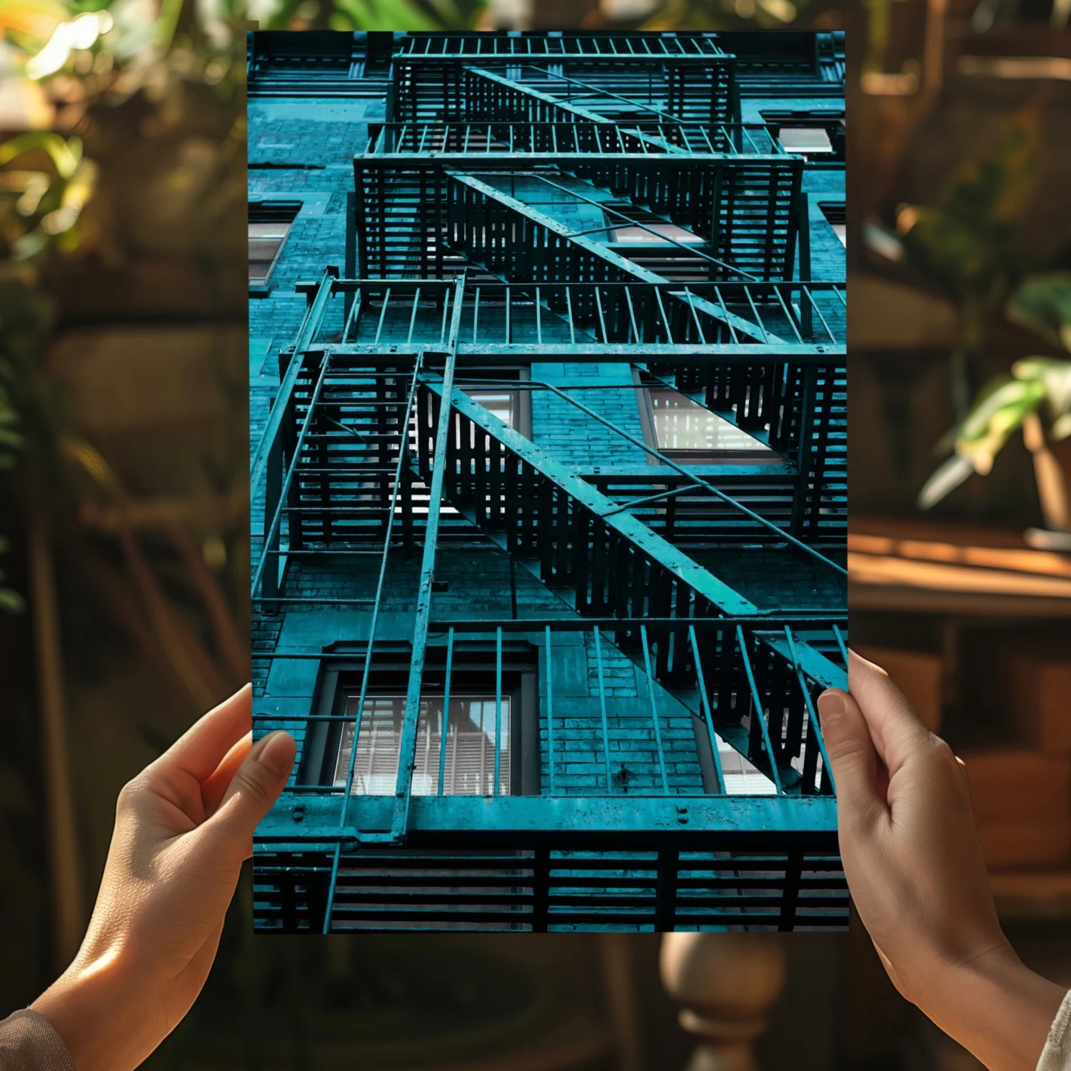 Stairs Teal Aluminum Print - Image 5