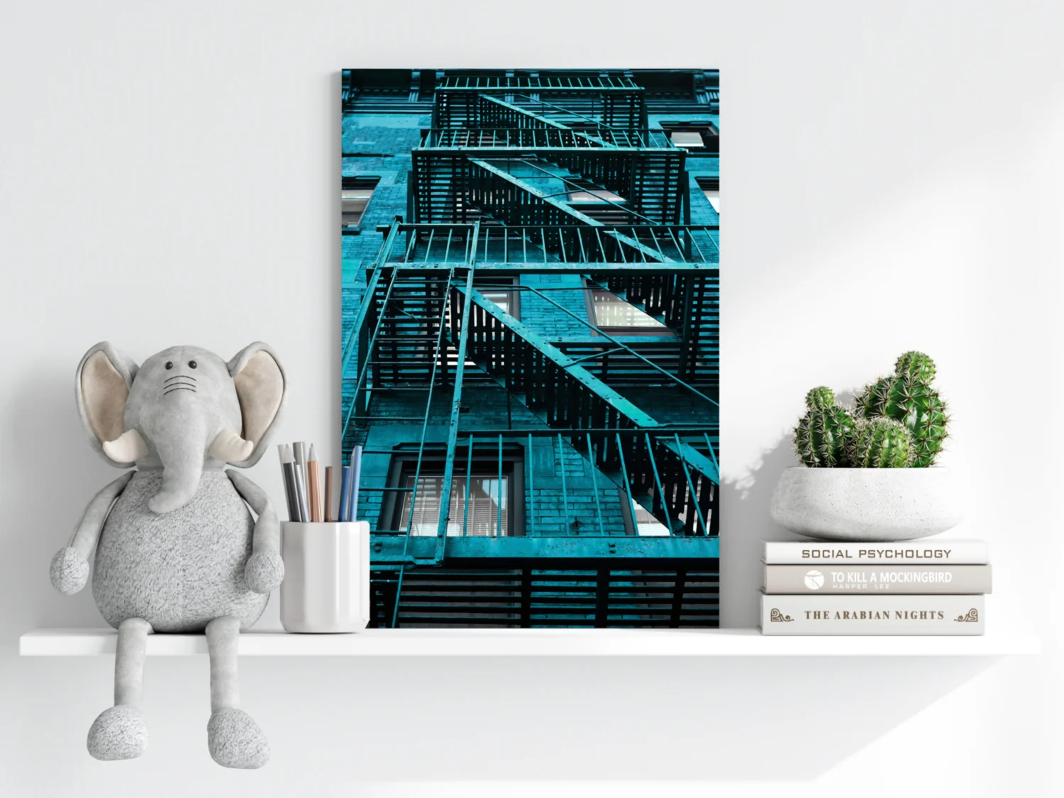 Stairs Teal Aluminum Print - Image 6