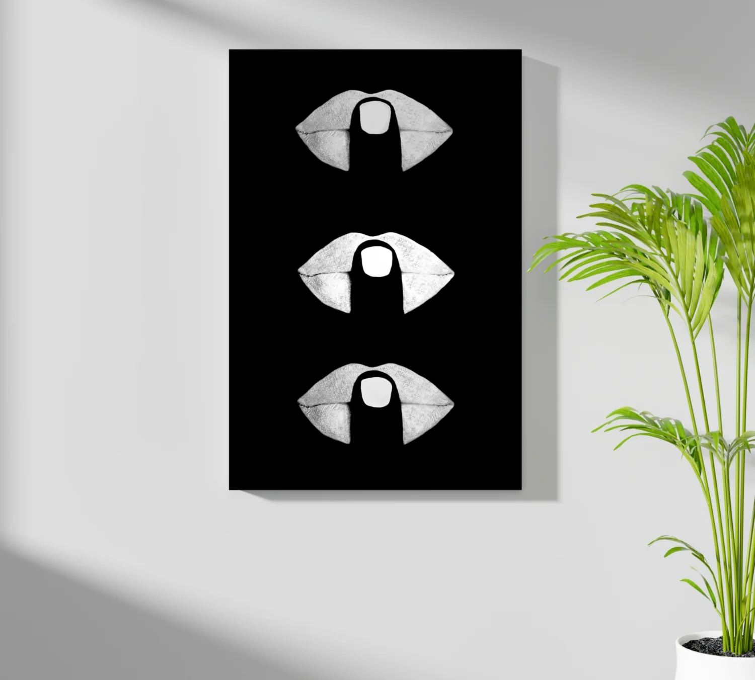 Hush Lips Black And White Aluminum Print - Image 7