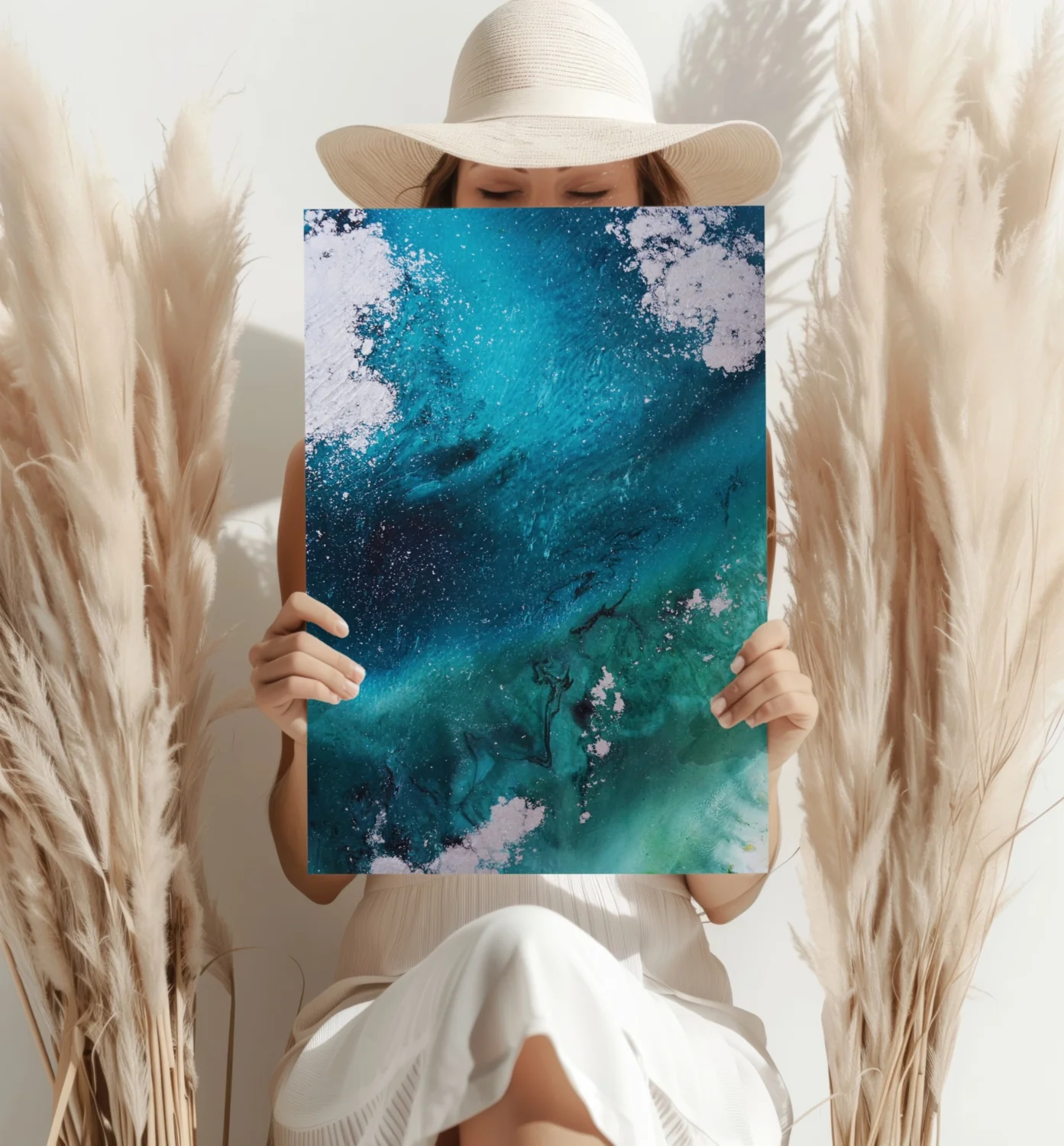 Abstract Paint Teal V1 Aluminum Print - Image 4