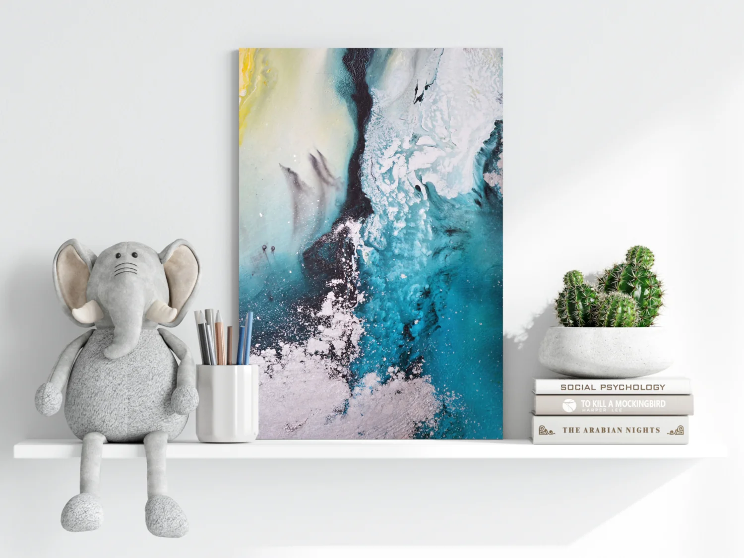 Abstract Paint Teal V2 Aluminum Print - Image 6