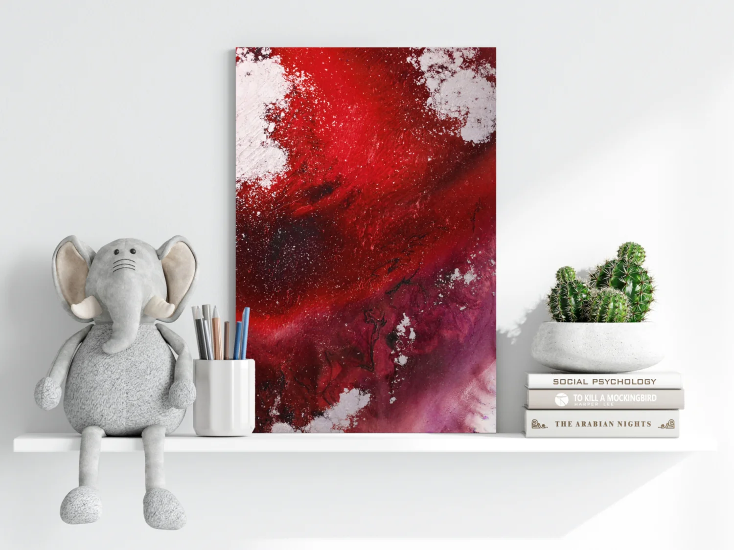 Abstract Paint Red V1 Aluminum Print - Image 6