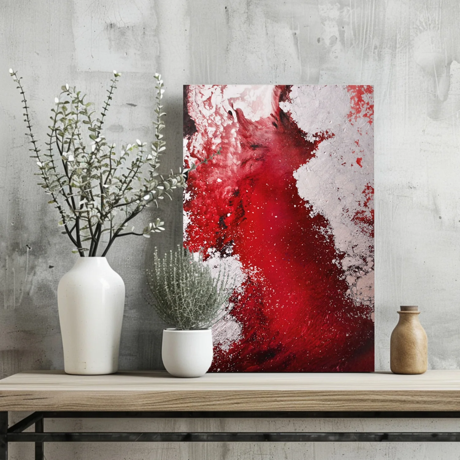 Abstract Paint Red V3 Aluminum Print - Image 2