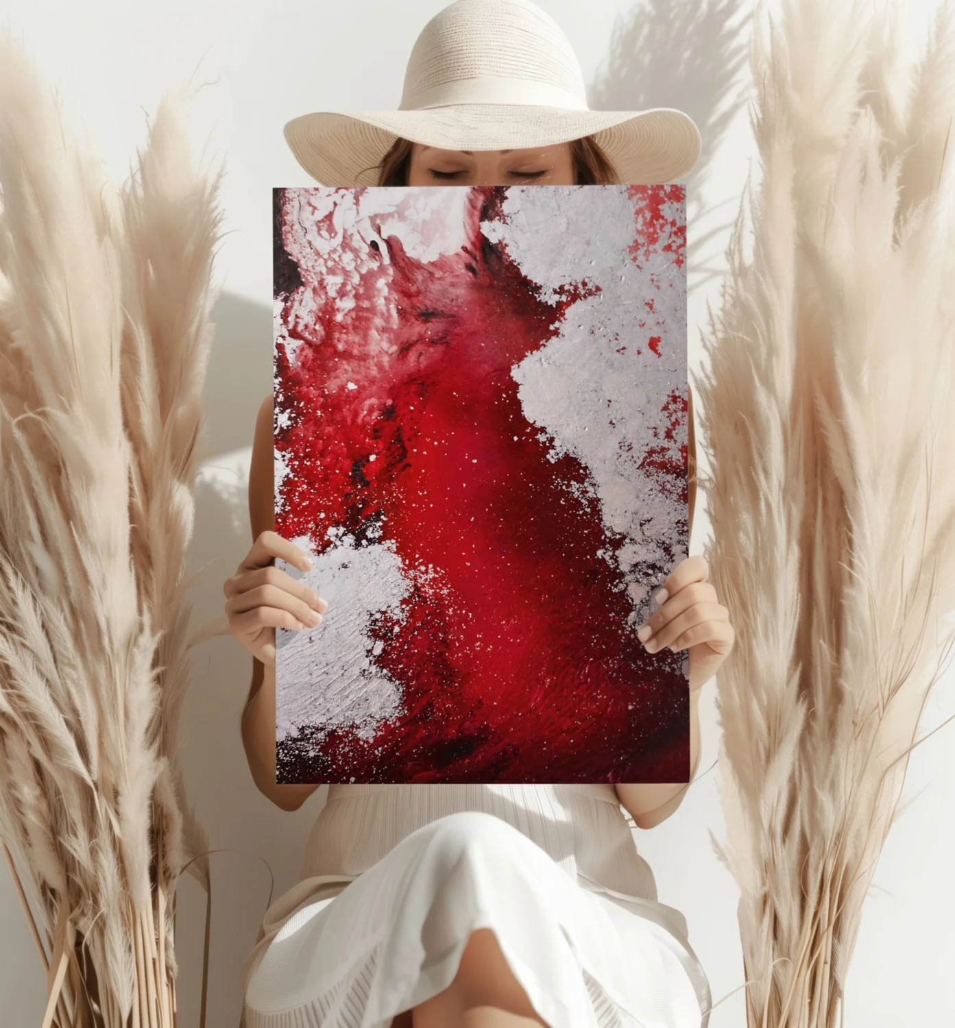 Abstract Paint Red V3 Aluminum Print - Image 4