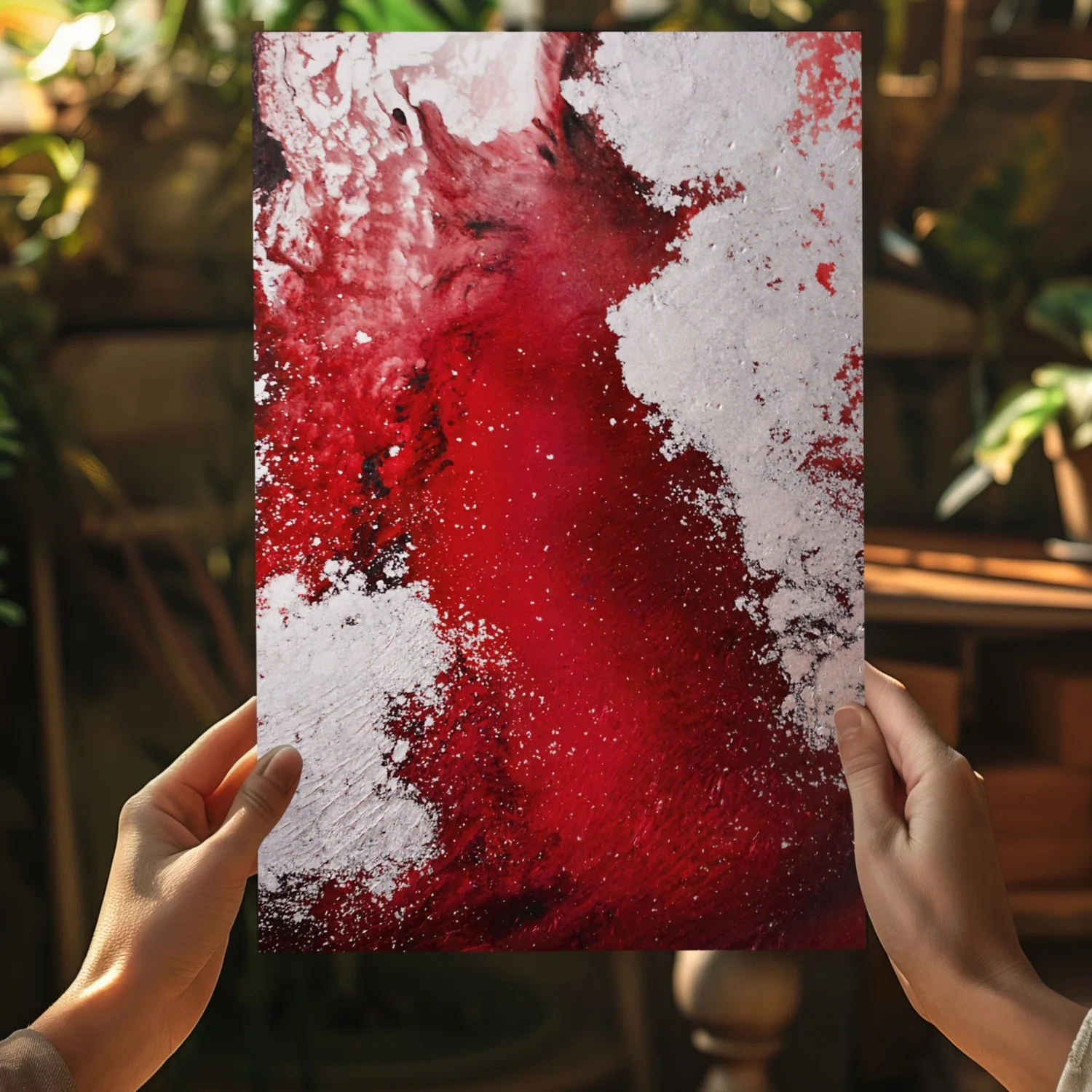 Abstract Paint Red V3 Aluminum Print - Image 5