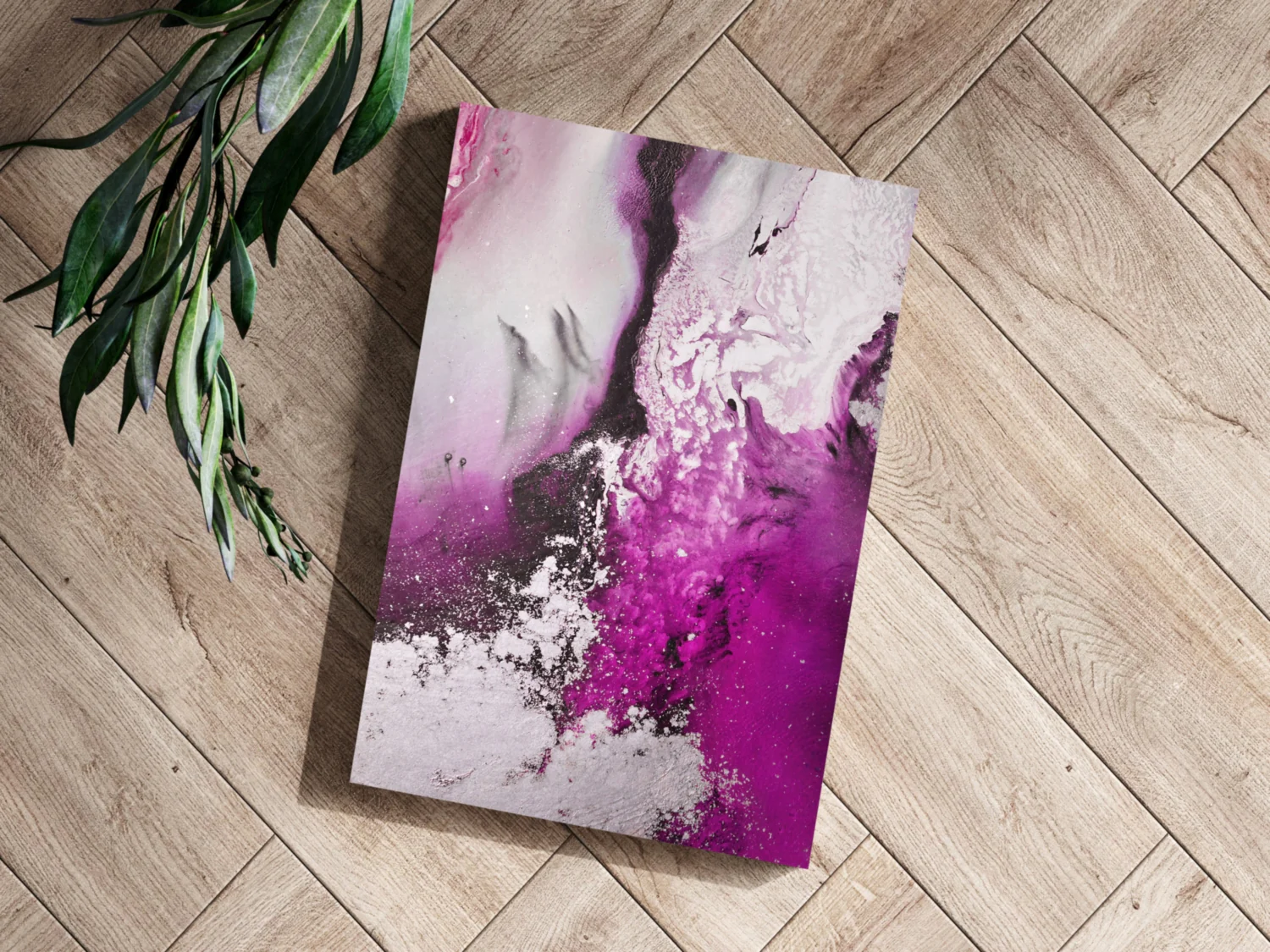 Abstract Paint Fuschia V2 Aluminum Print - Image 3