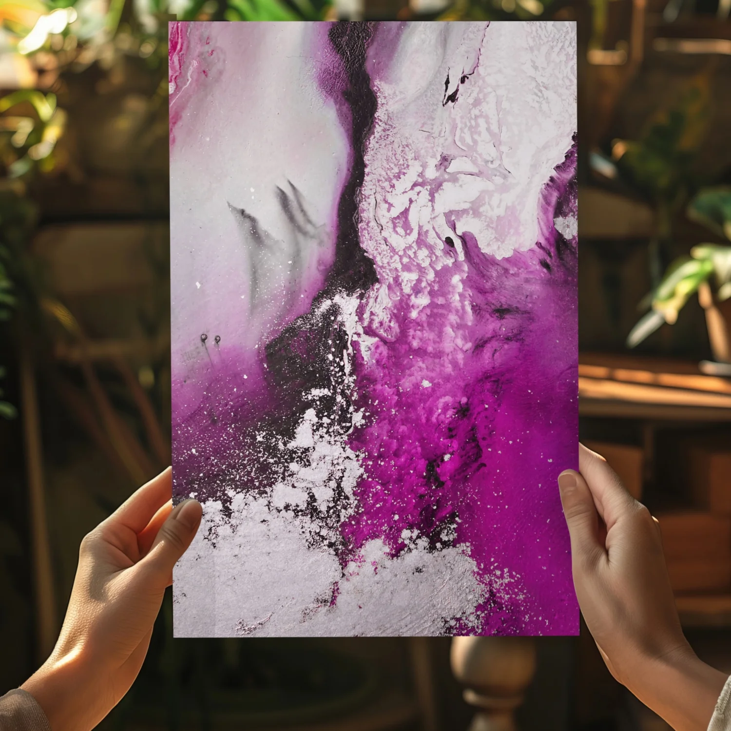 Abstract Paint Fuschia V2 Aluminum Print - Image 5