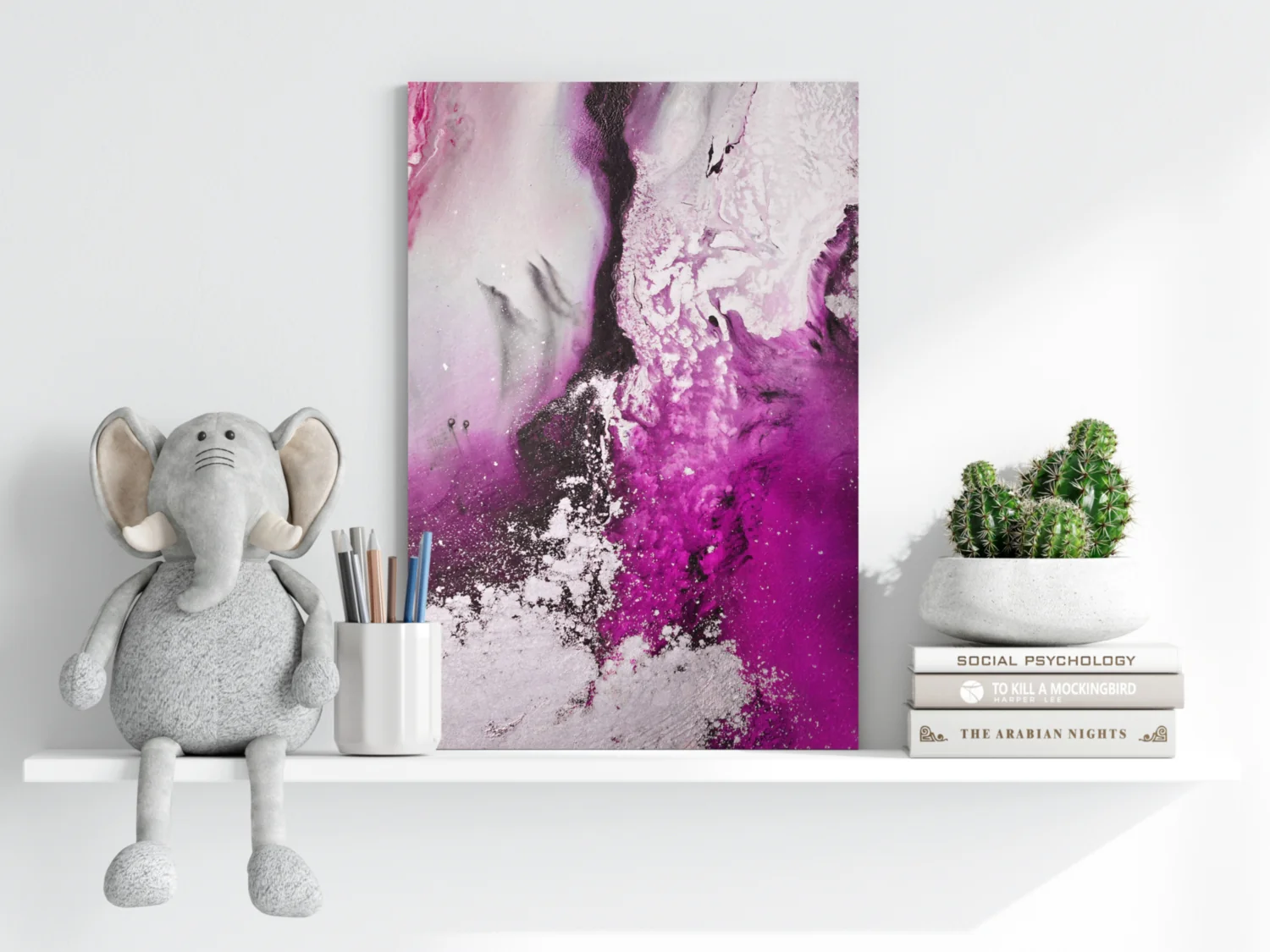 Abstract Paint Fuschia V2 Aluminum Print - Image 6