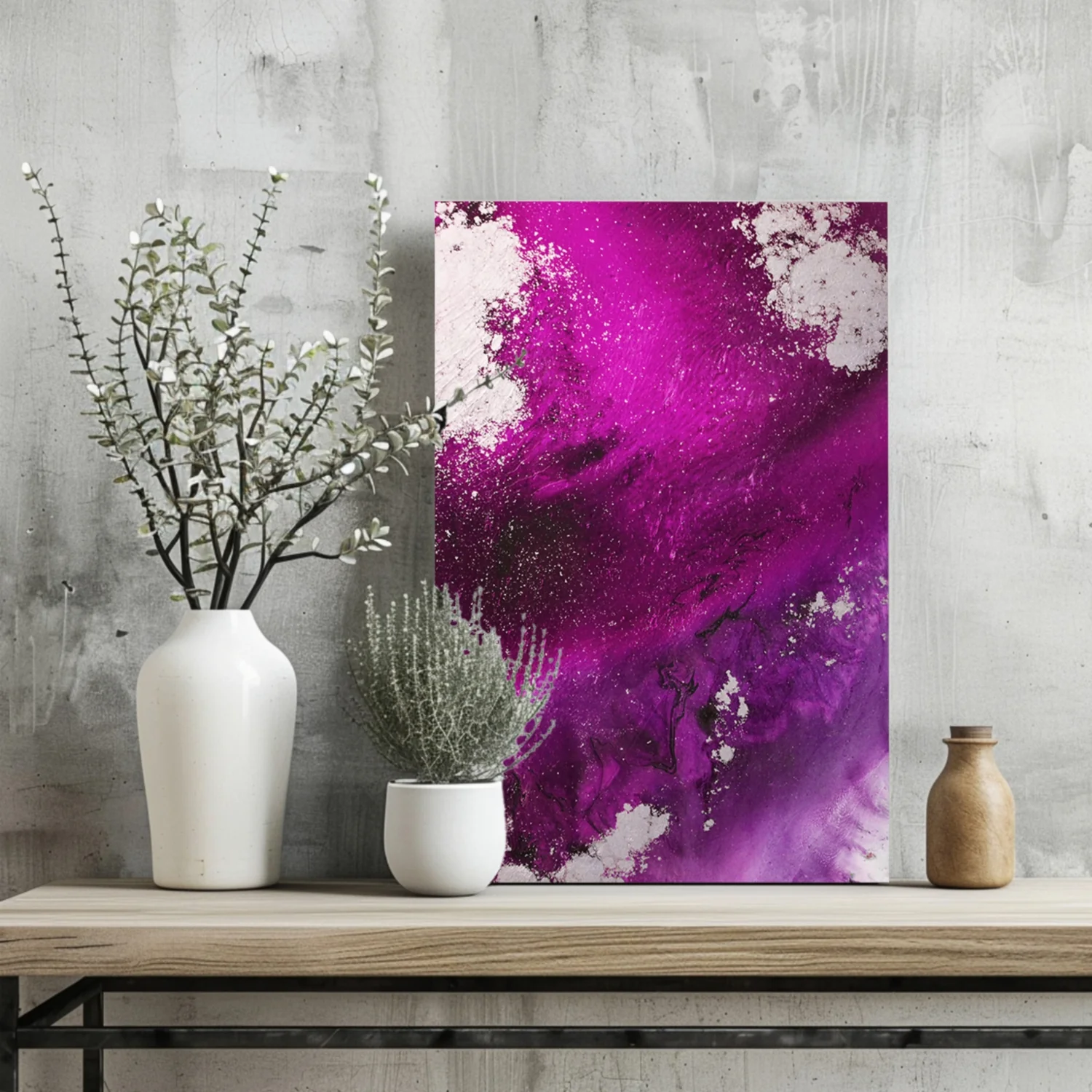 Abstract Paint Fuschia V3 Aluminum Print - Image 2