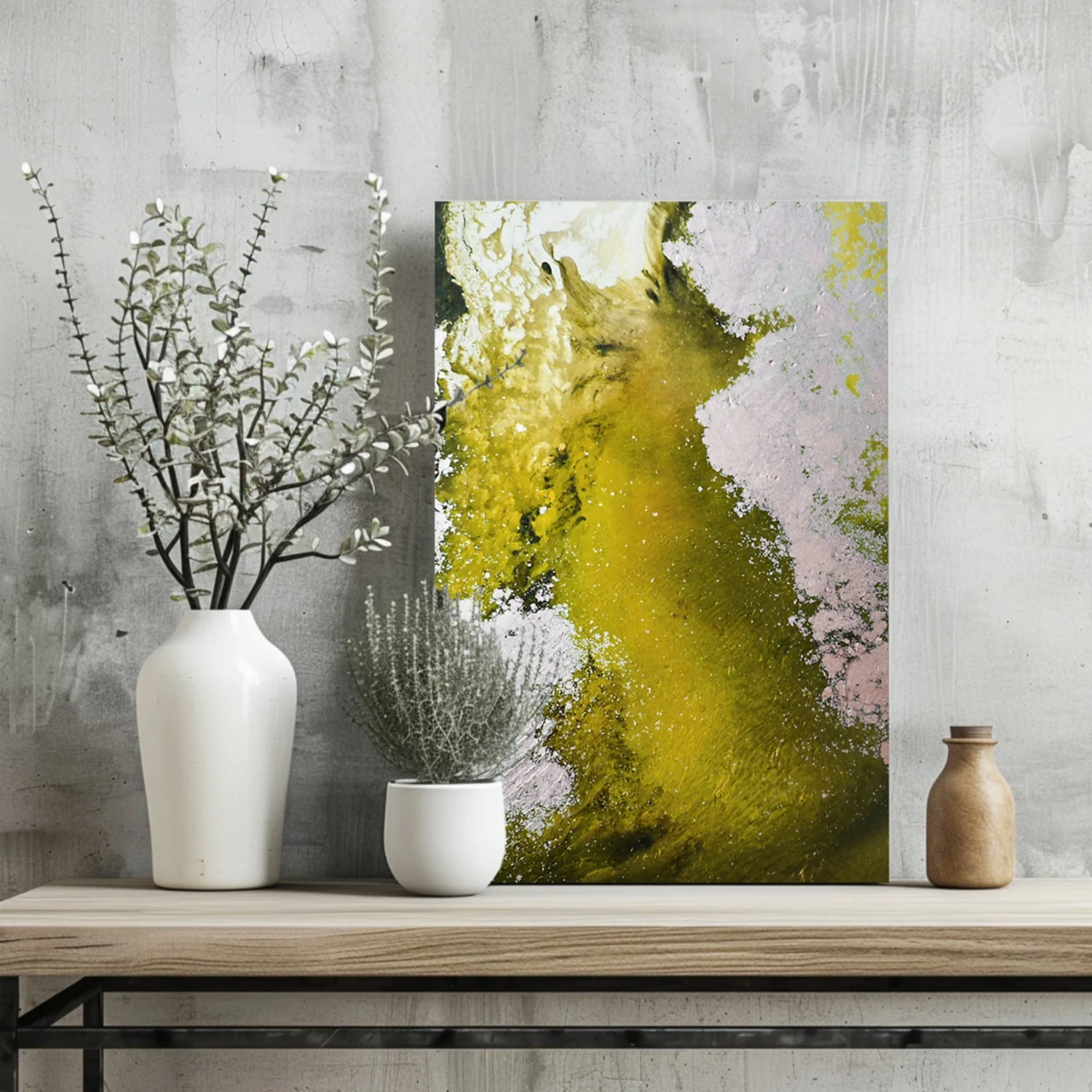 Abstract Paint Yellow V1 Aluminum Print - Image 2