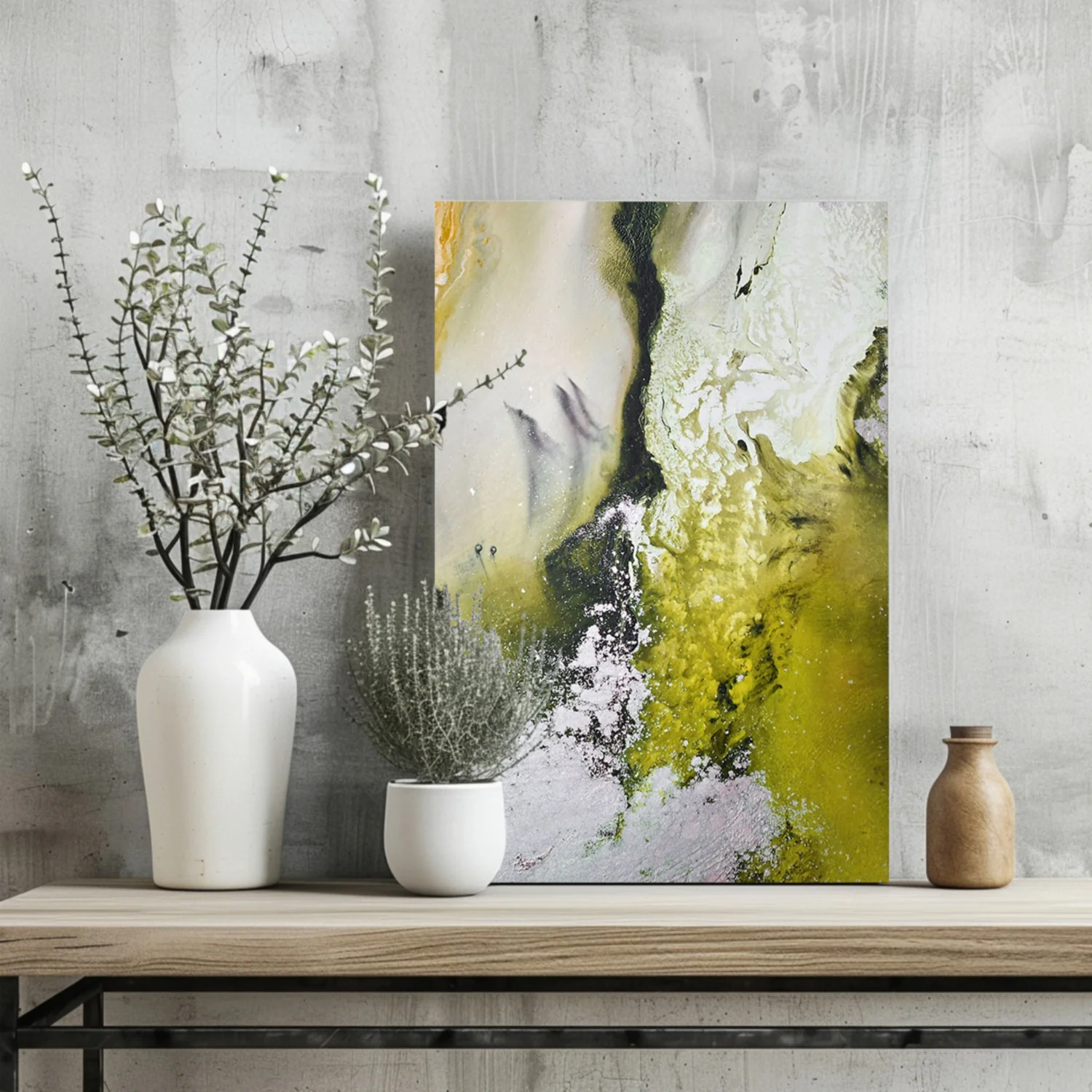 Abstract Paint Yellow V2 Aluminum Print - Image 2