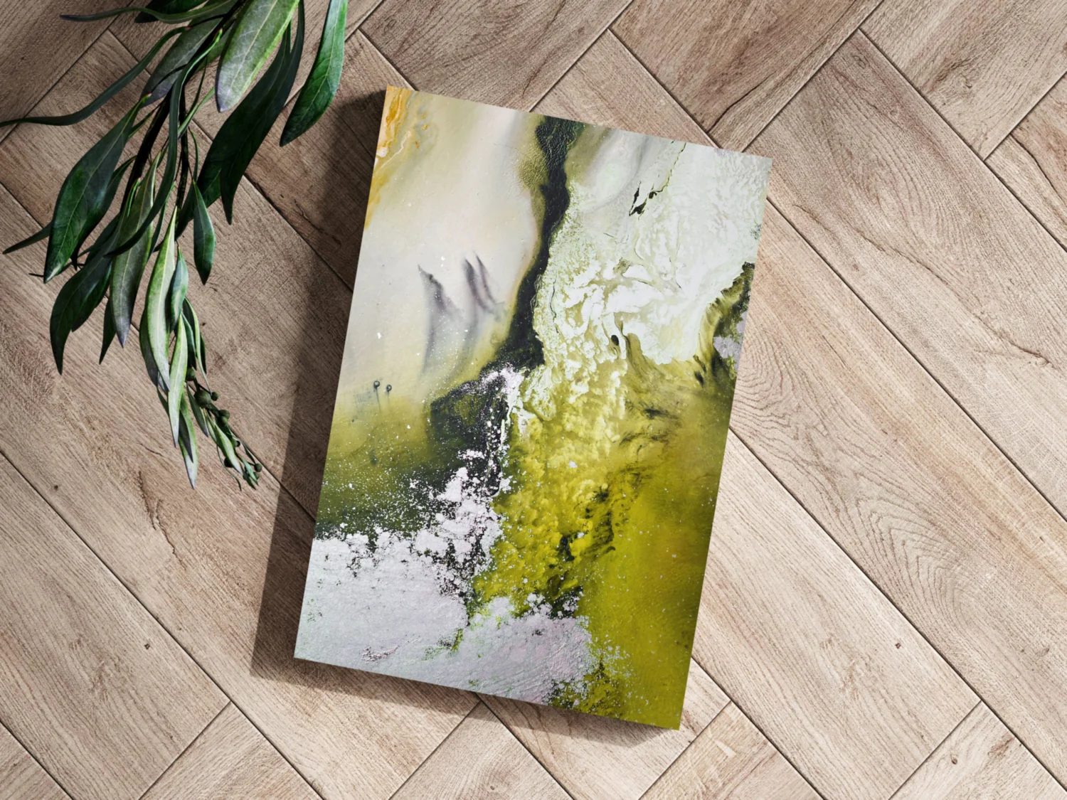 Abstract Paint Yellow V2 Aluminum Print - Image 3