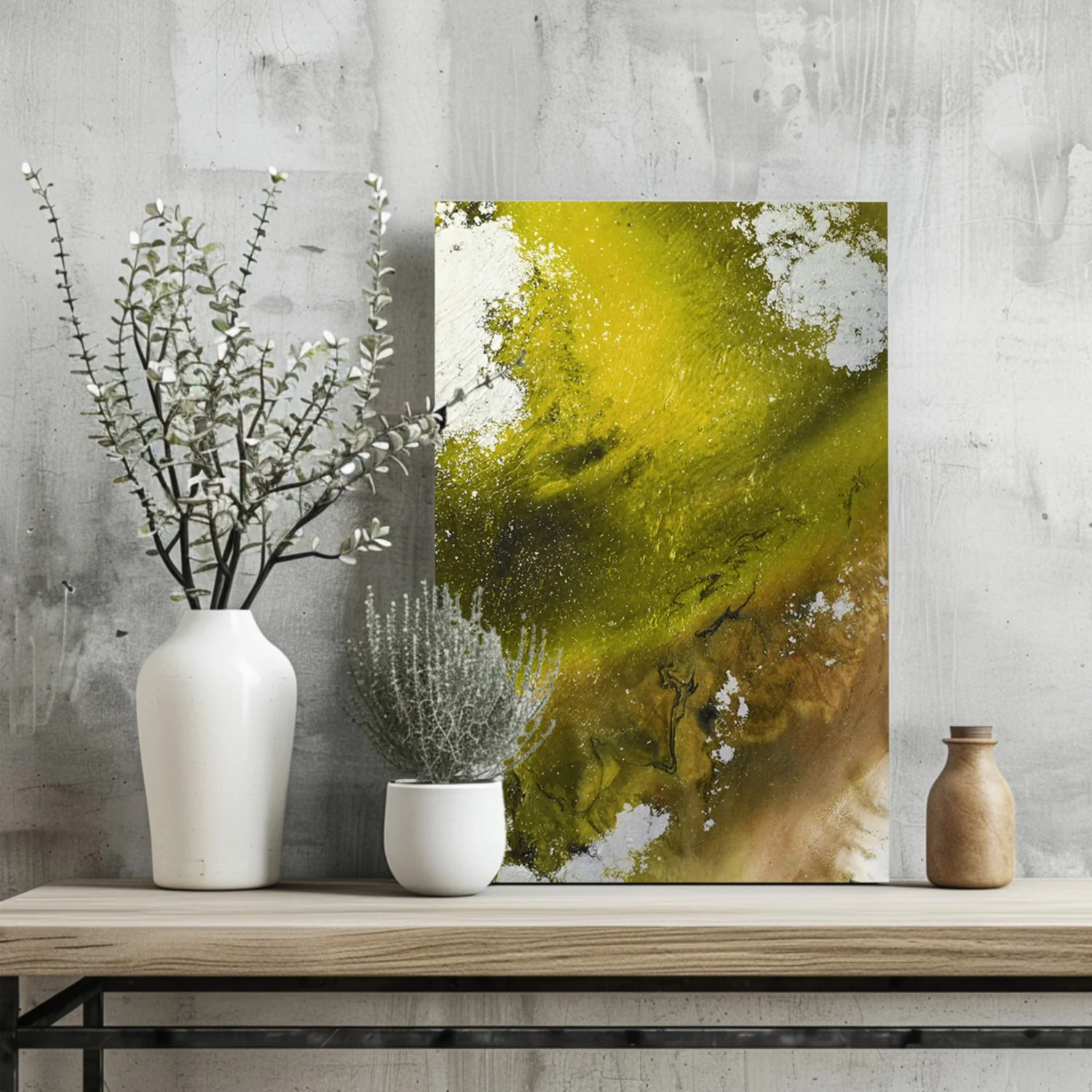 Abstract Paint Yellow V3 Aluminum Print - Image 2
