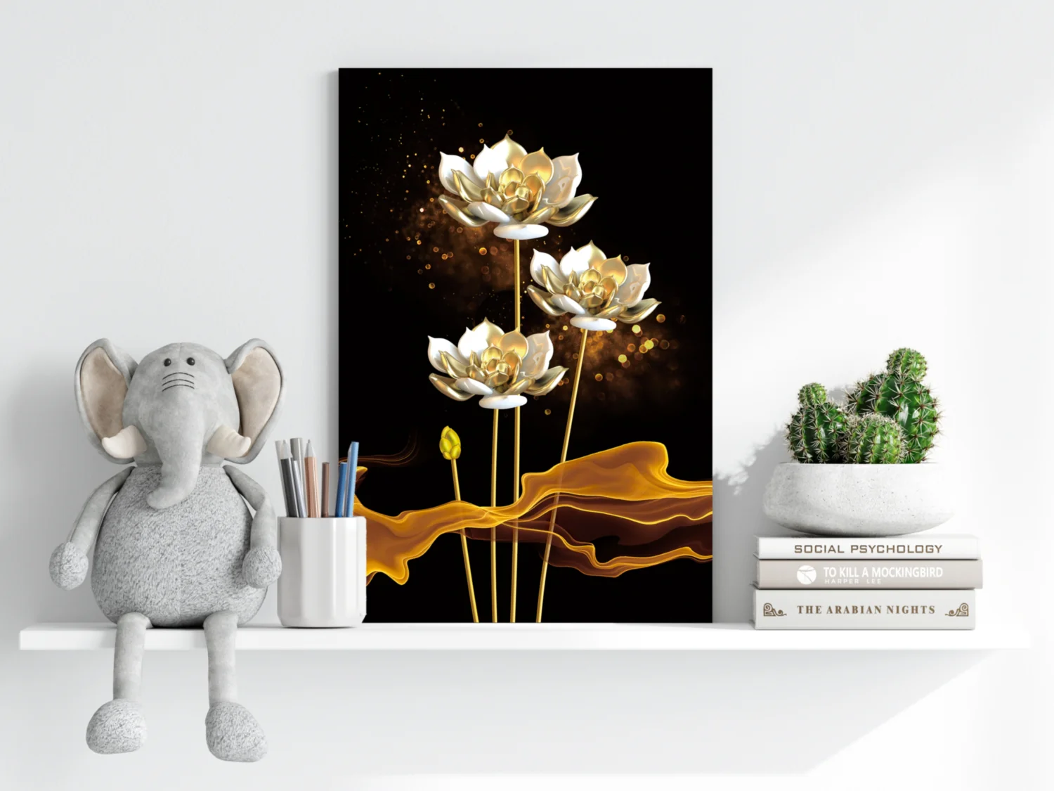 Golden Flower Abstract Aluminum Print - Image 6