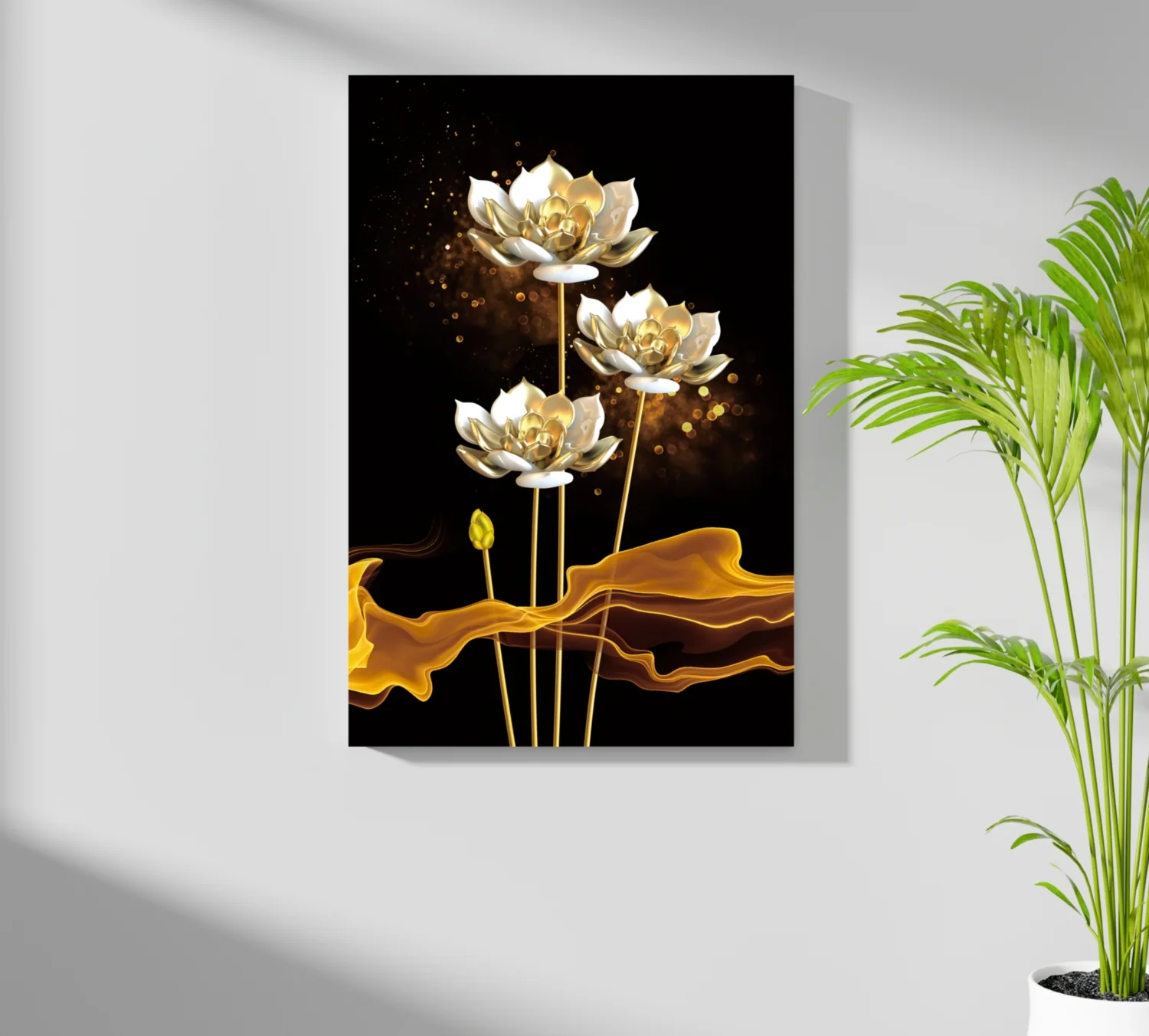 Golden Flower Abstract Aluminum Print - Image 7